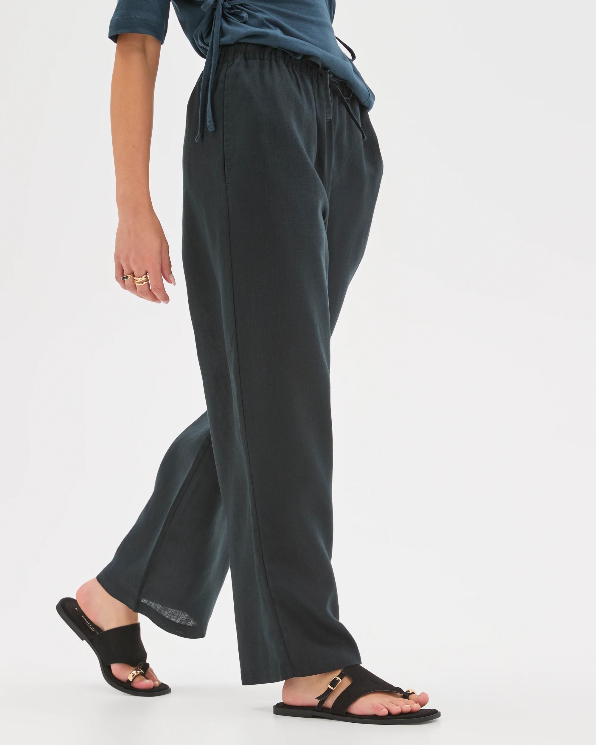 6 Target Petites European Linen Straight Leg Pants BLACK, 6 of 7
