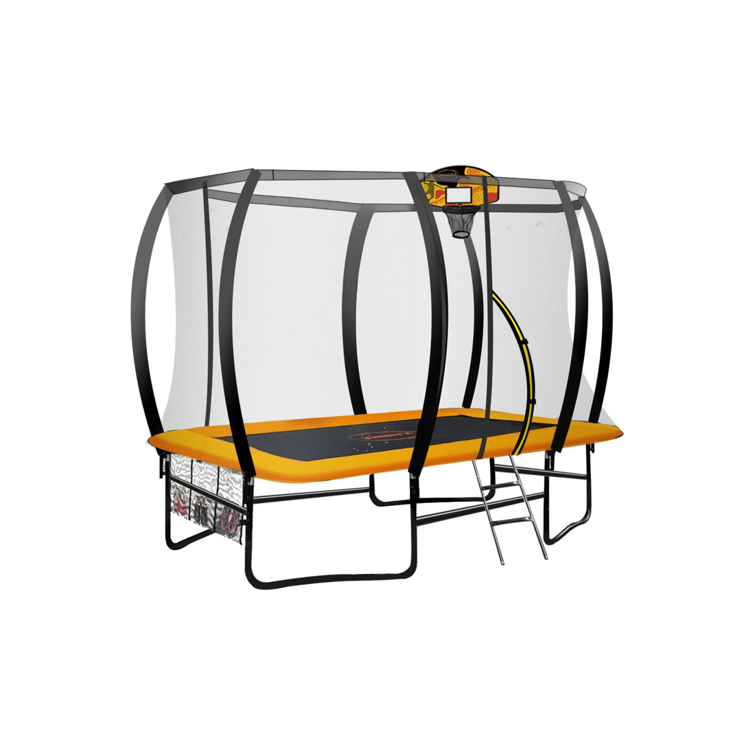 1 Kahuna 6 ft x 9 ft Rectangular Outdoor Trampoline with LED Basketball Set - Orange, 1 of 5