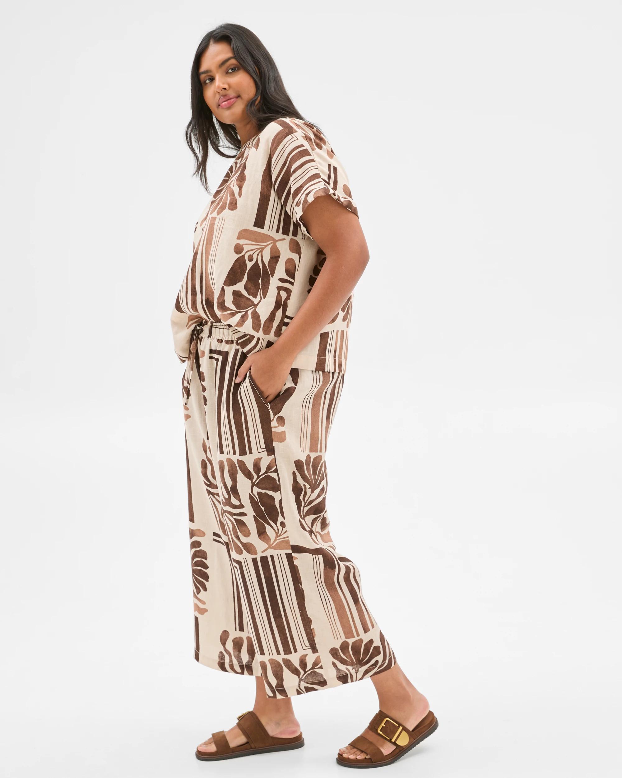 4 Target Plus Size European Linen Cropped Pants BATIK PRINT, 4 of 6