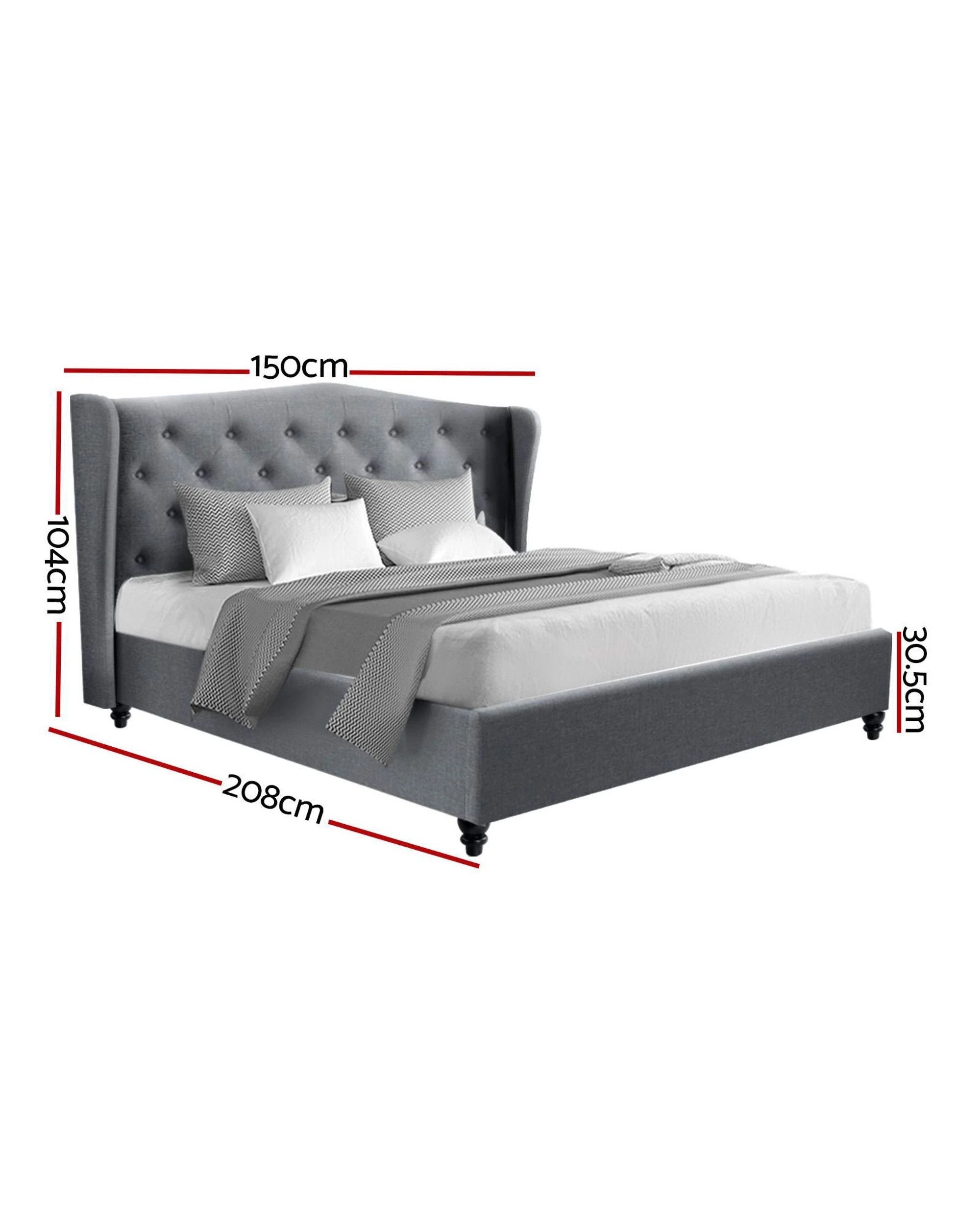 2 Artiss Bed Frame Double Size - Grey, 2 of 10