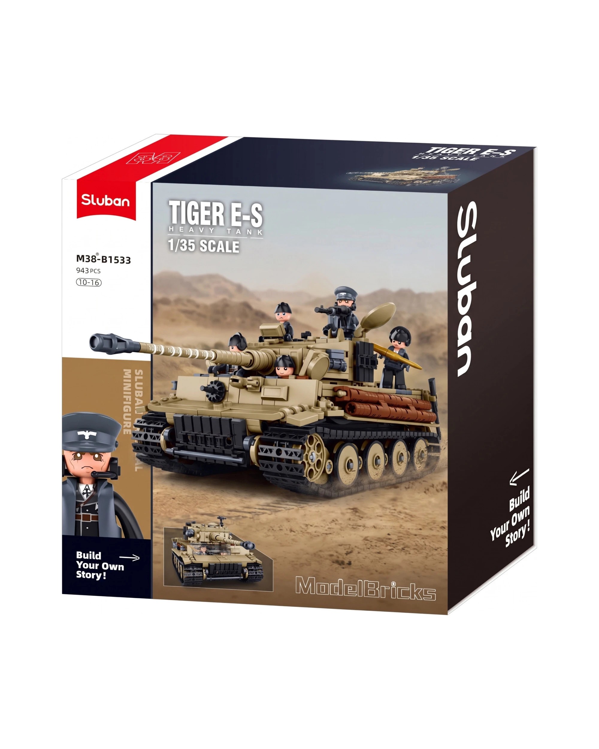 Sluban B1533 Model Kit 1:35 Tiger I Tank German Panzer WWII Army ...