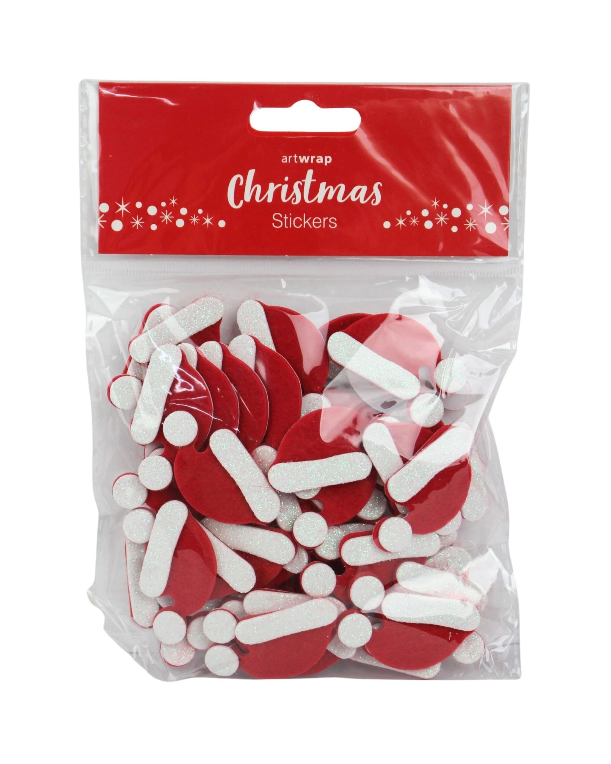 3 Artwrap Santa Hat Stickers Pack of 45 - Red, 3 of 4