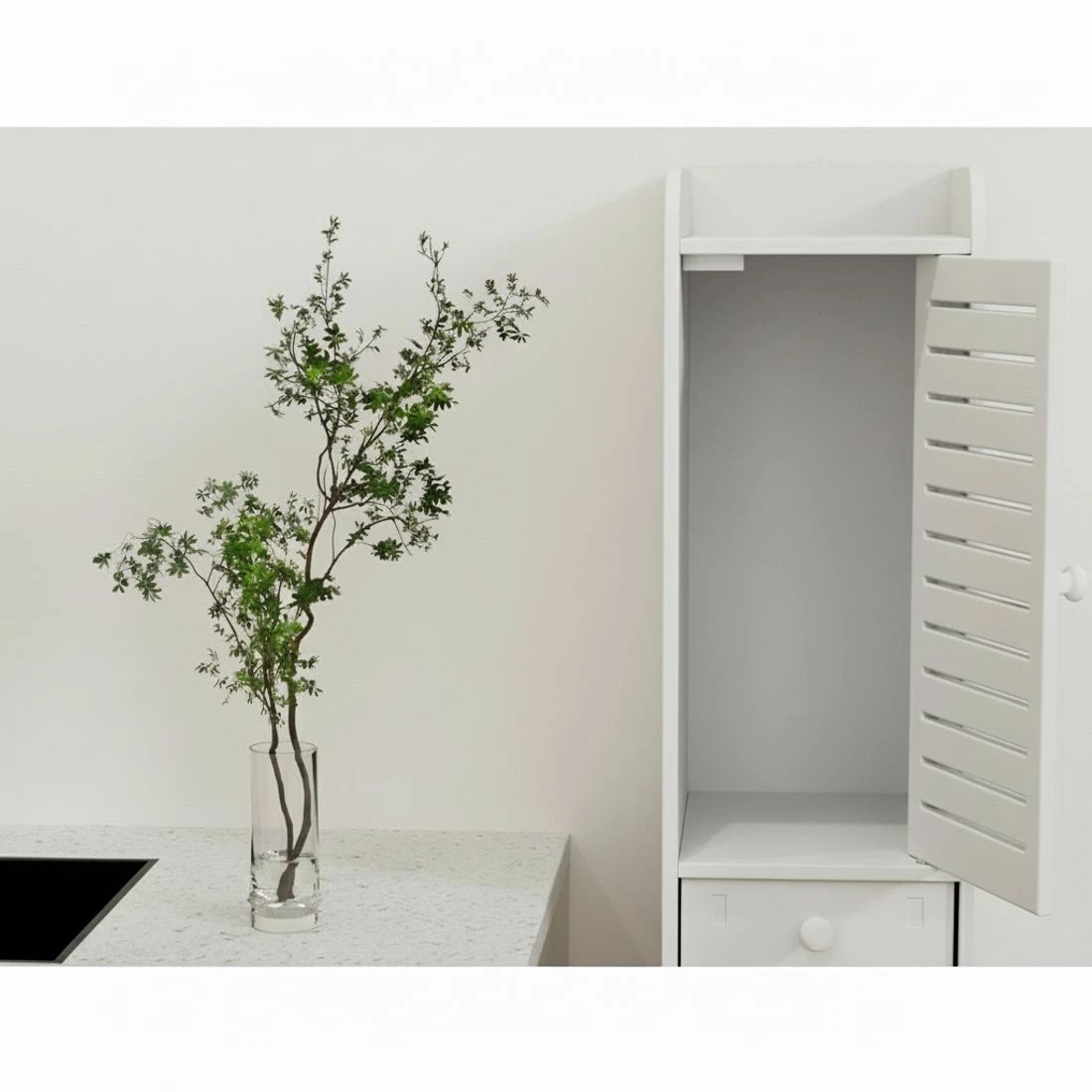 7 Artiss Bathroom Toilet Storage Cabinet Laundry Tallboy Cupboard - White, 7 of 8