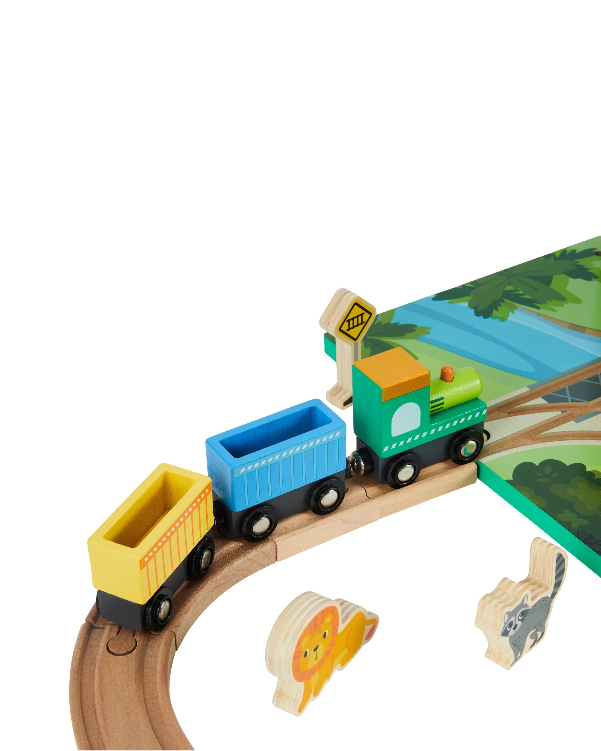 5 41 Piece Wooden Jungle Train Set with Case, 5 of 9