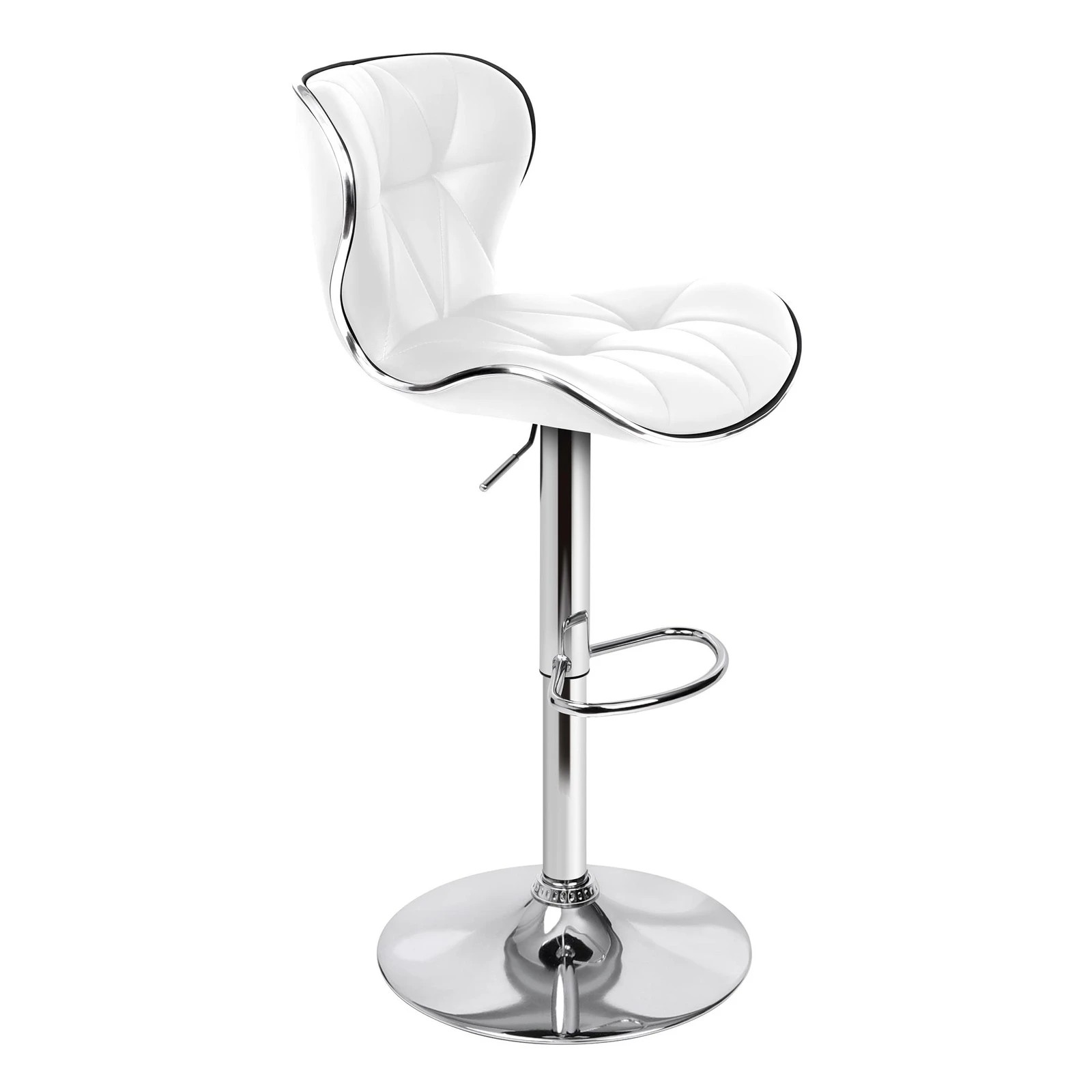 4 Alfordson 2x Bar Stools Luna Kitchen Swivel chair Leather Gas lift - White, 4 of 10