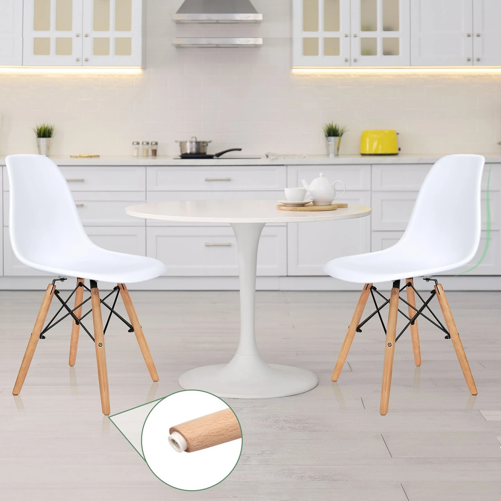6 Alfordson 4x Dining Chairs Retro Steel Kitchen Lounge Cafe Solid Wood - White, 6 of 10