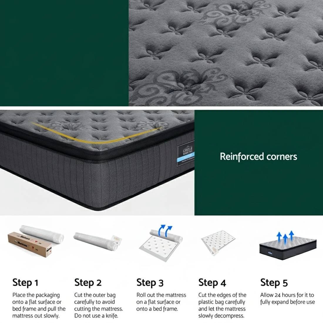 7 Bed Mattress Giselle 34cm Single - Single Bed - Grey, 7 of 7