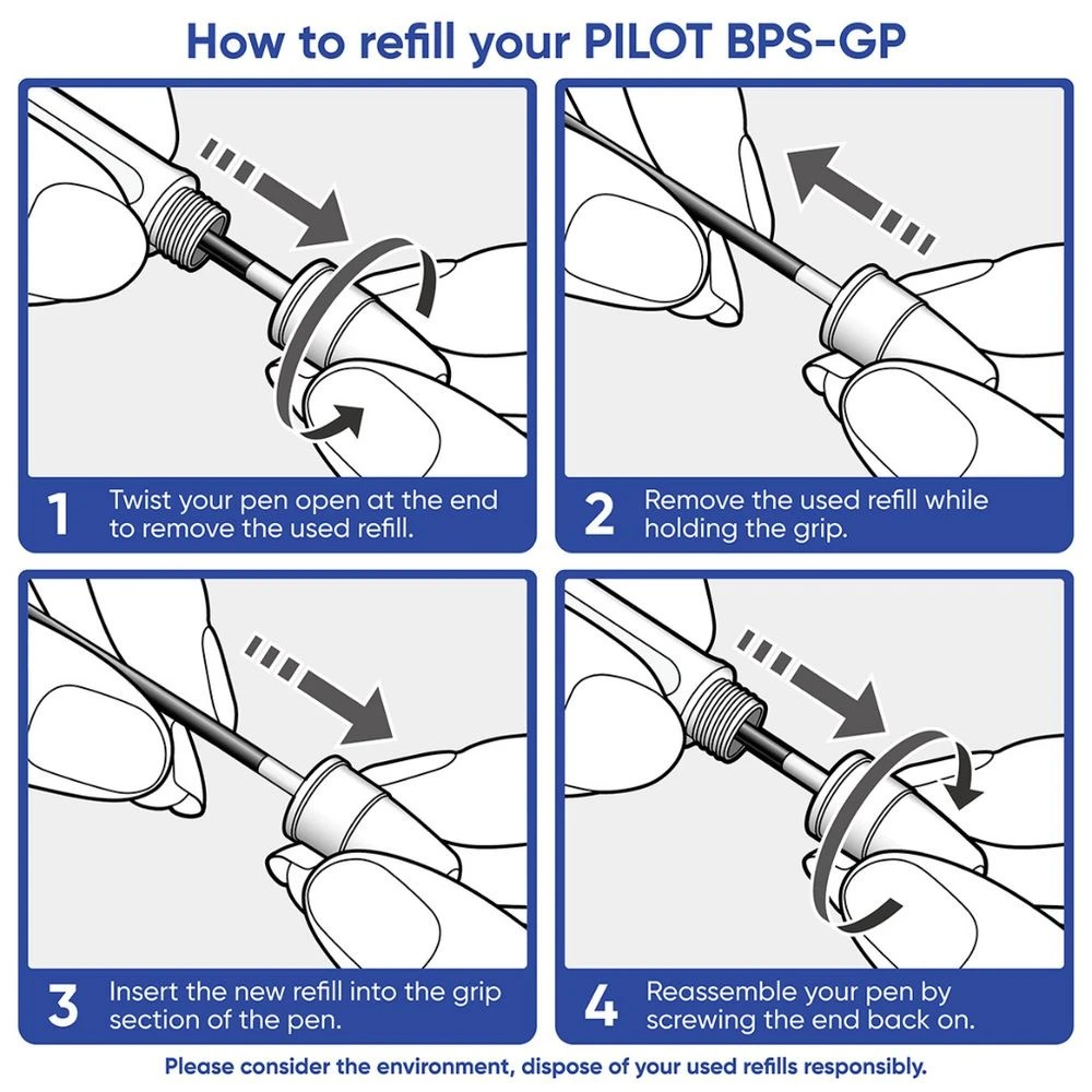 8 PILOT BPS-GP Ballpoint Pen Medium 1mm Black 4 Pack, 8 of 8
