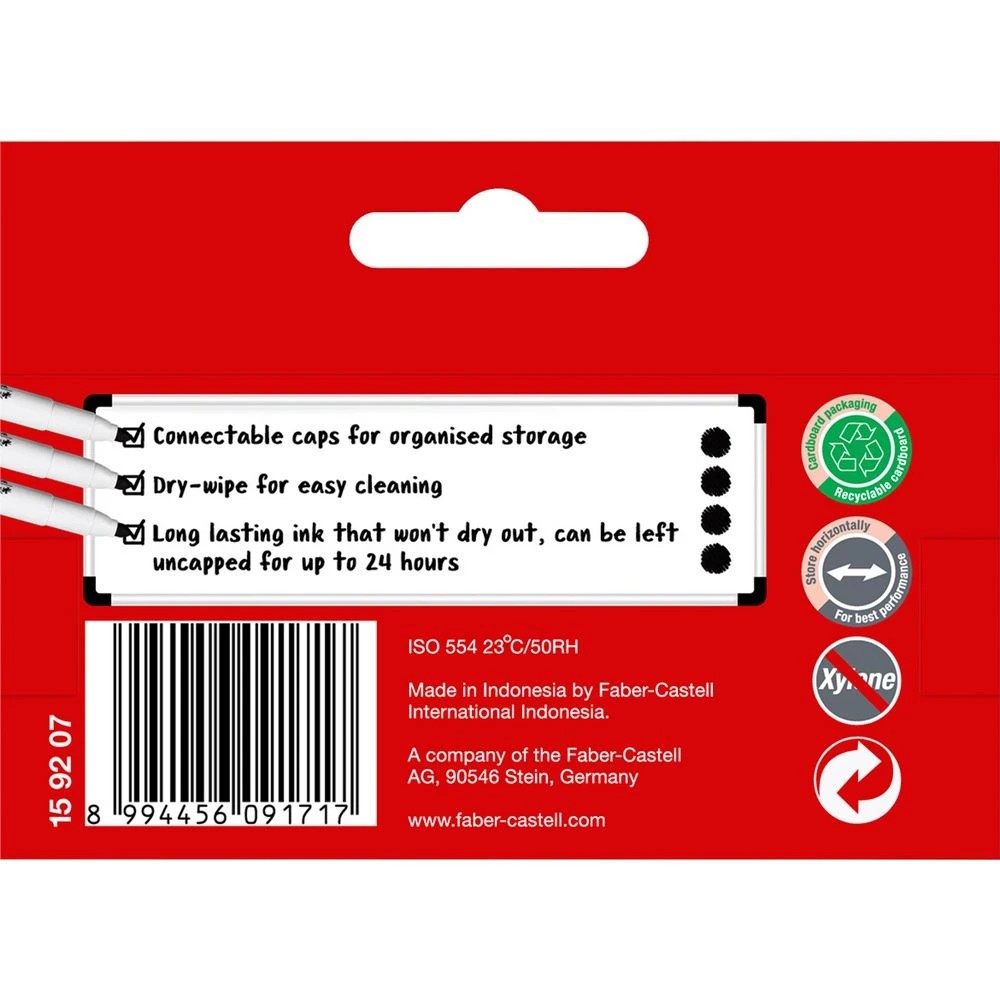 3 Faber-Castell Connector Pen Whiteboard Markers Black 4 Pack, 3 of 3