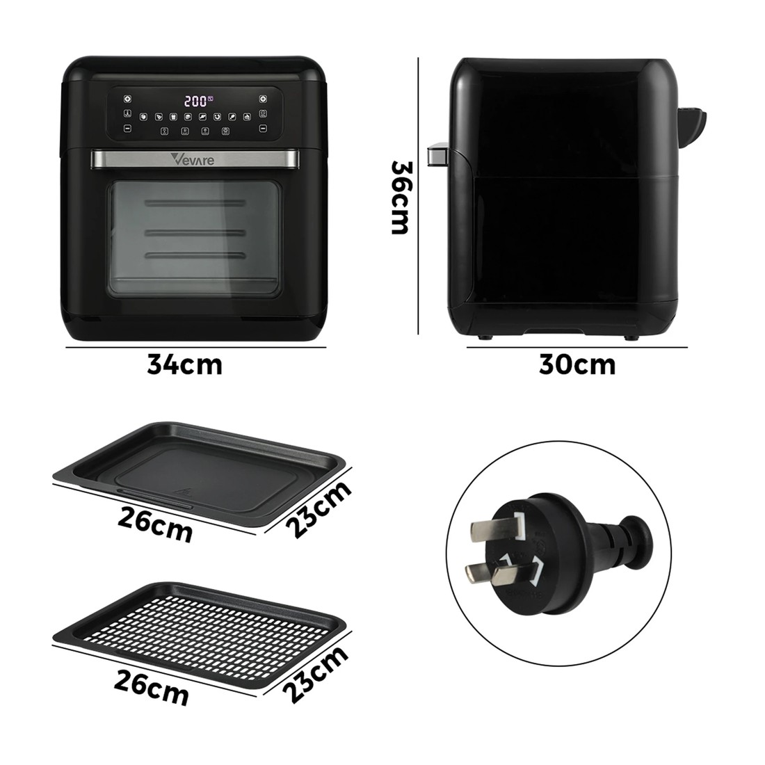 6 Vevare Air Fryer 12l Fryers Oven Lcd Touch Oil Free Cooker 1500w Kitchen
 - Black, 6 of 7