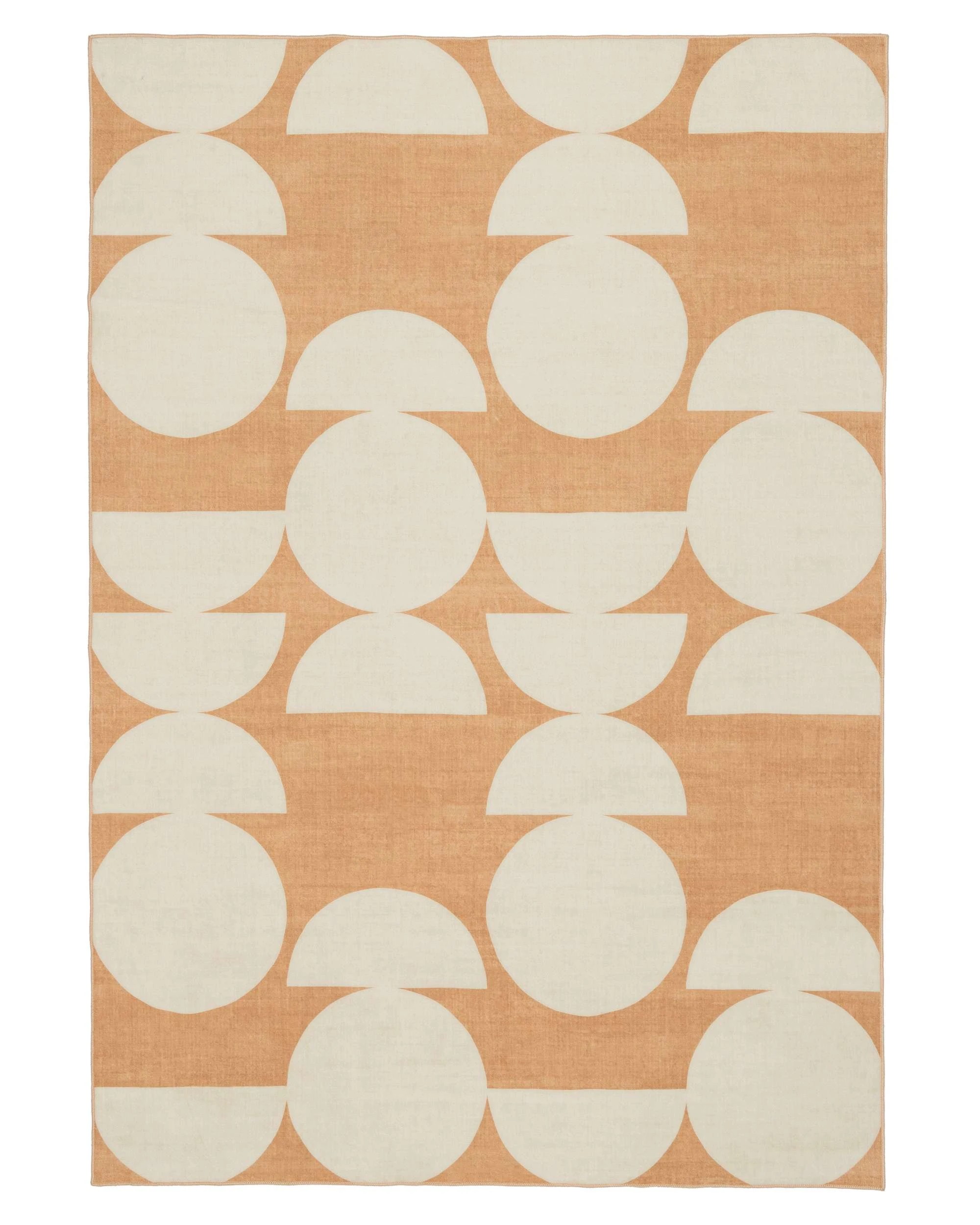 1 Loopsie Tiari Half Moons Printed Washable Rug-220cm x 150cm - Orange, 1 of 7