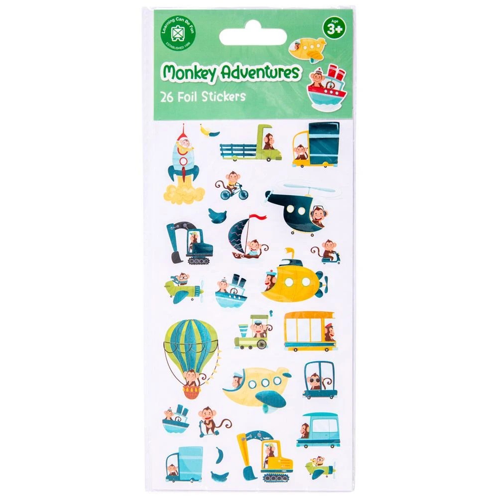 1 Learning Can Be Fun Monkey Adventures Foil Stickers, 1 of 3