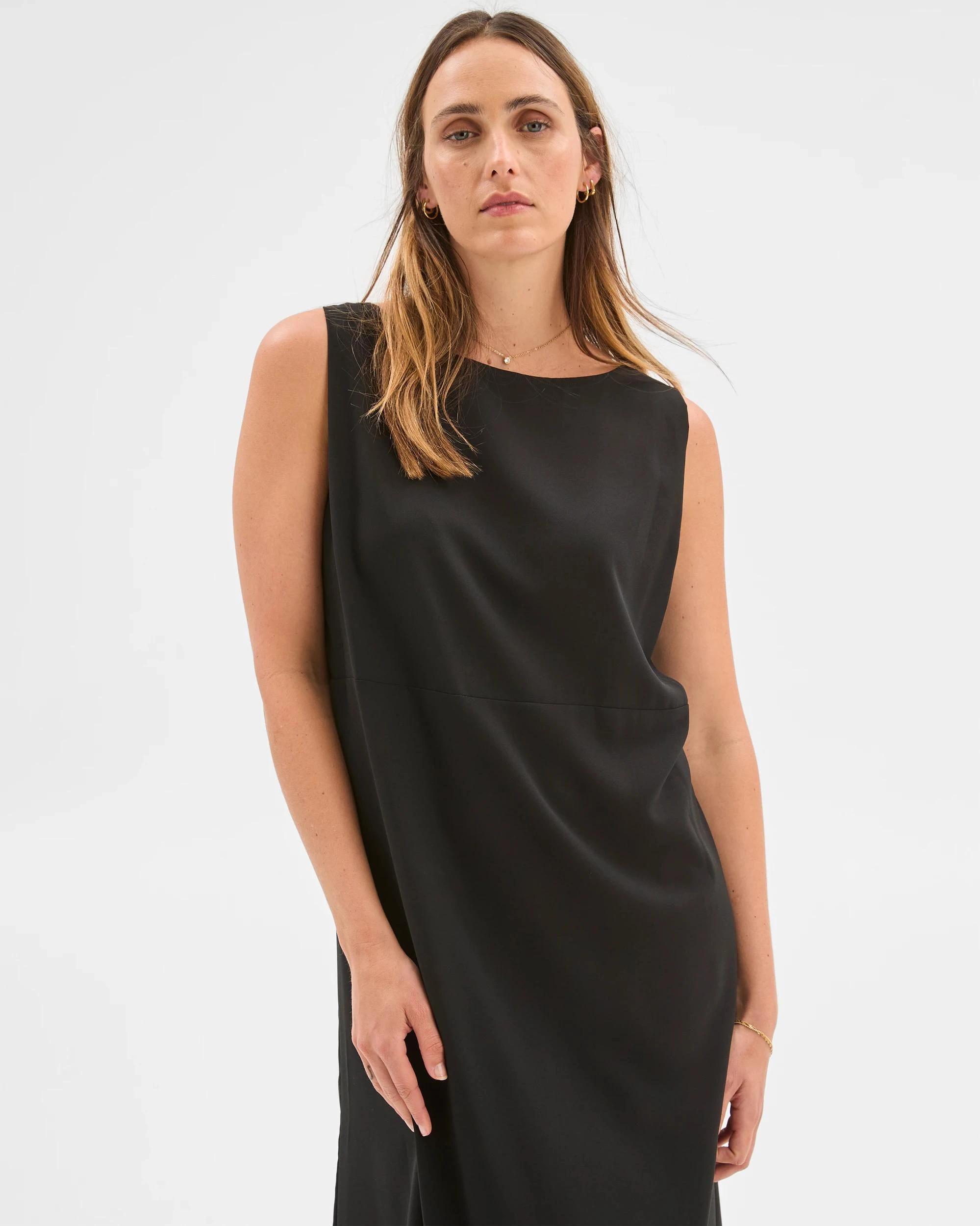 6 Sleeveless Column Dress - Preview BLACK, 6 of 6
