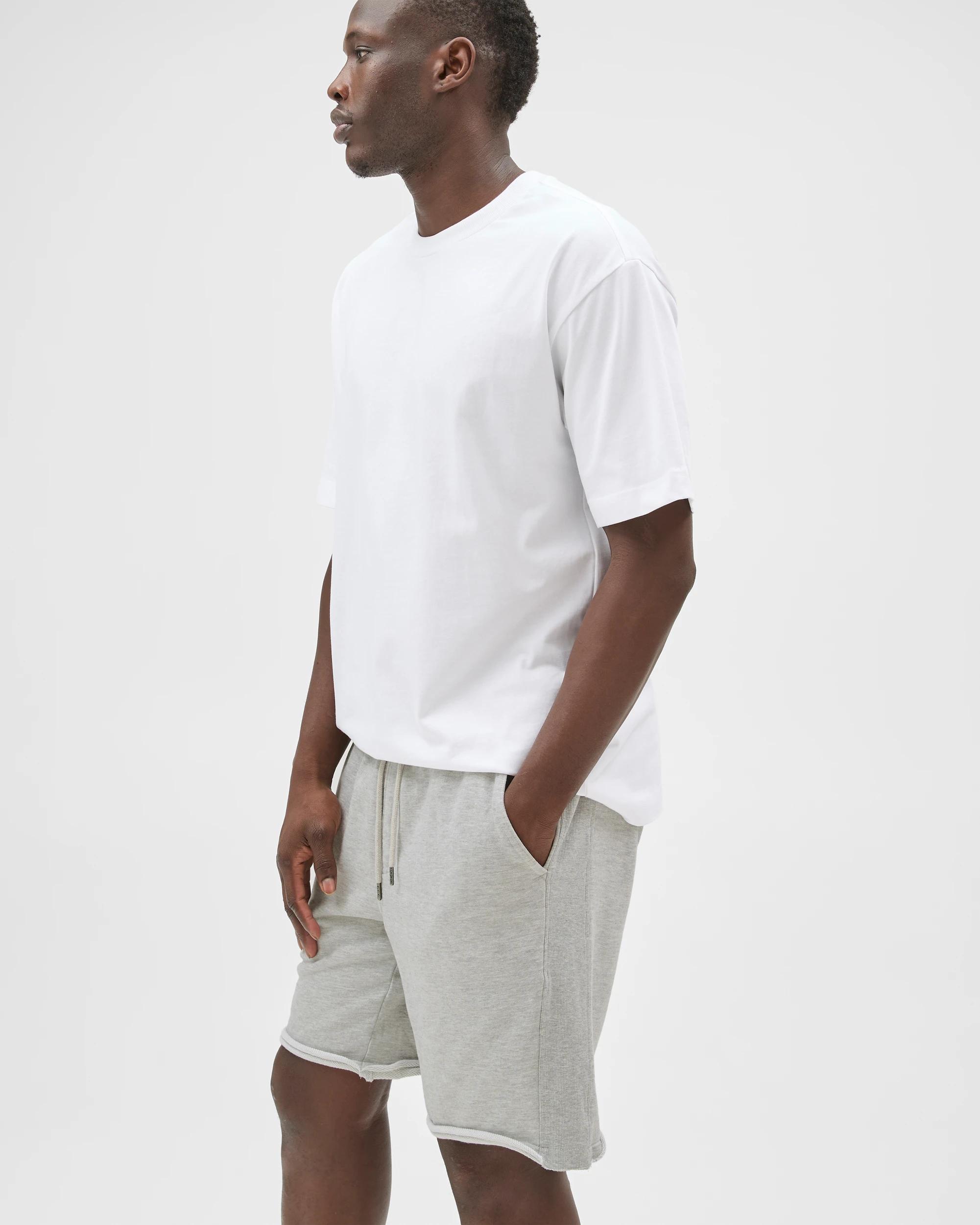 4 Commons Australian Cotton Rib Stripe Fleece Shorts GREY MARLE, 4 of 4