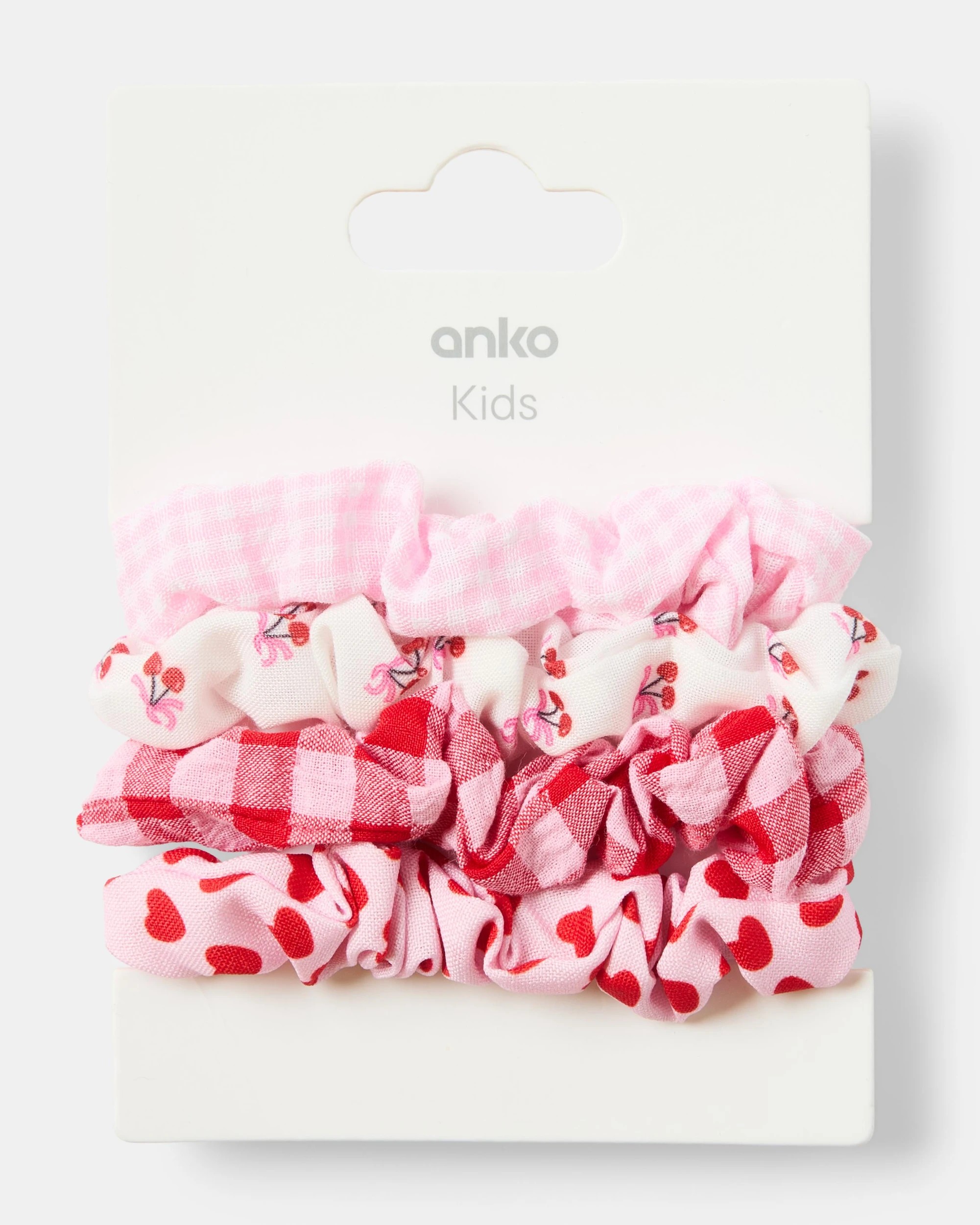 4 4 Pack Hair Scrunchies - Cherry, 4 of 4