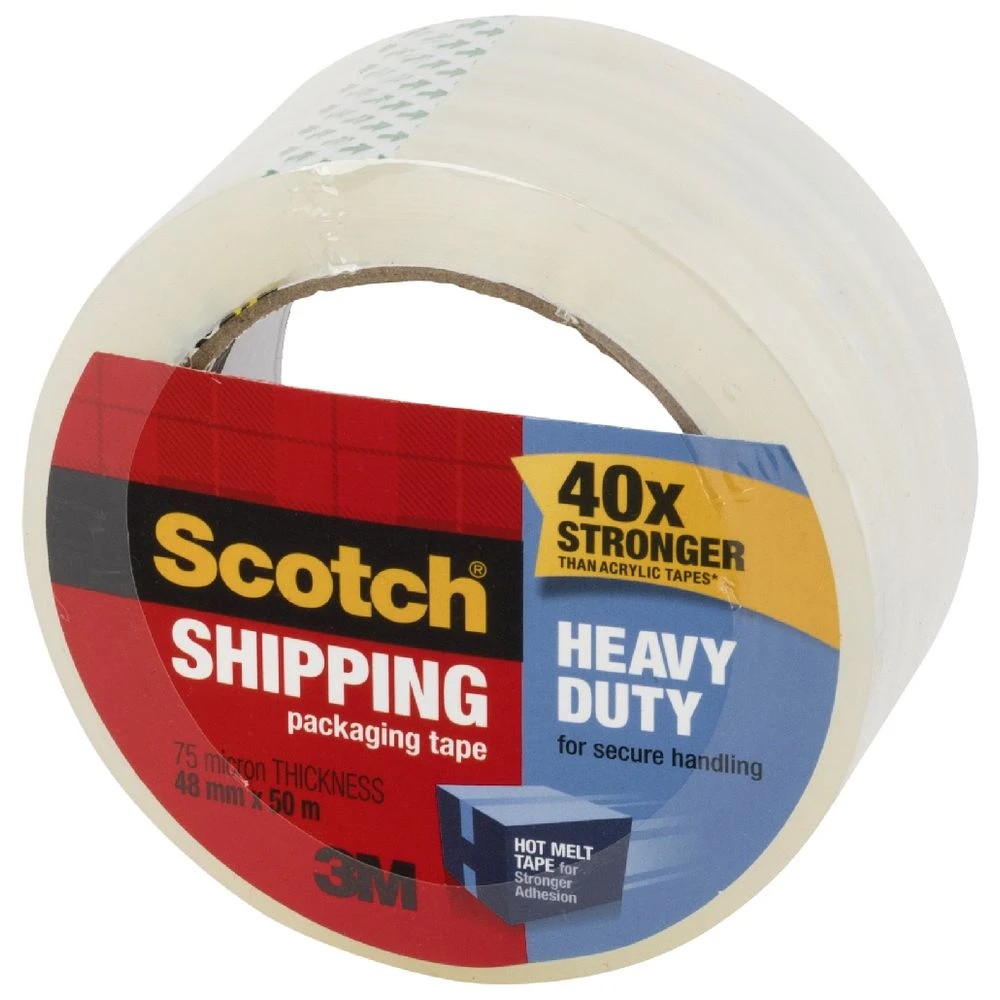 2 Scotch Heavy Duty Shipping Tape 48mm x 50m Clear, 2 of 3