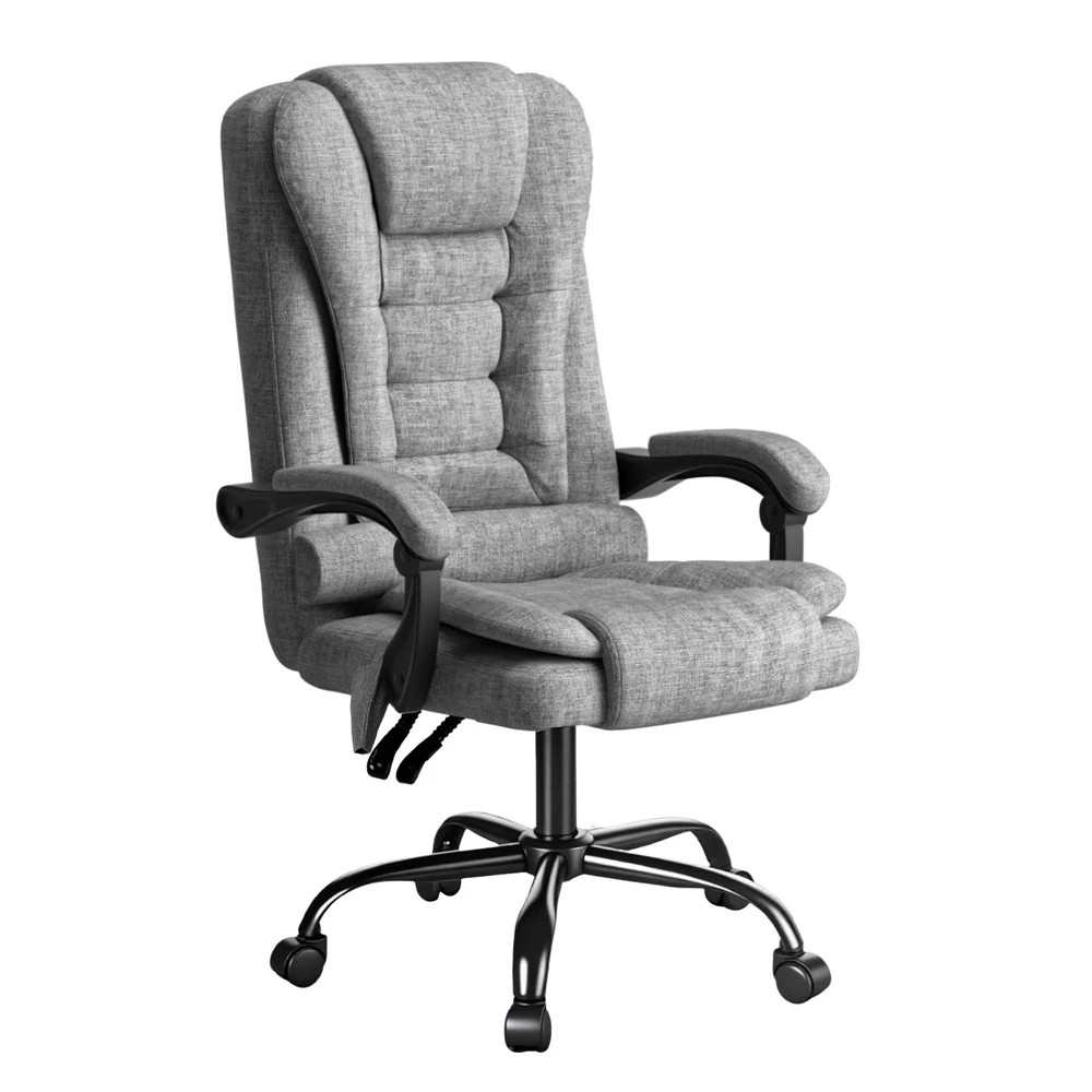 1 Artiss Executive Office Chair 4-Point Massage Adjustable Ergonomic Recline - Grey, 1 of 5