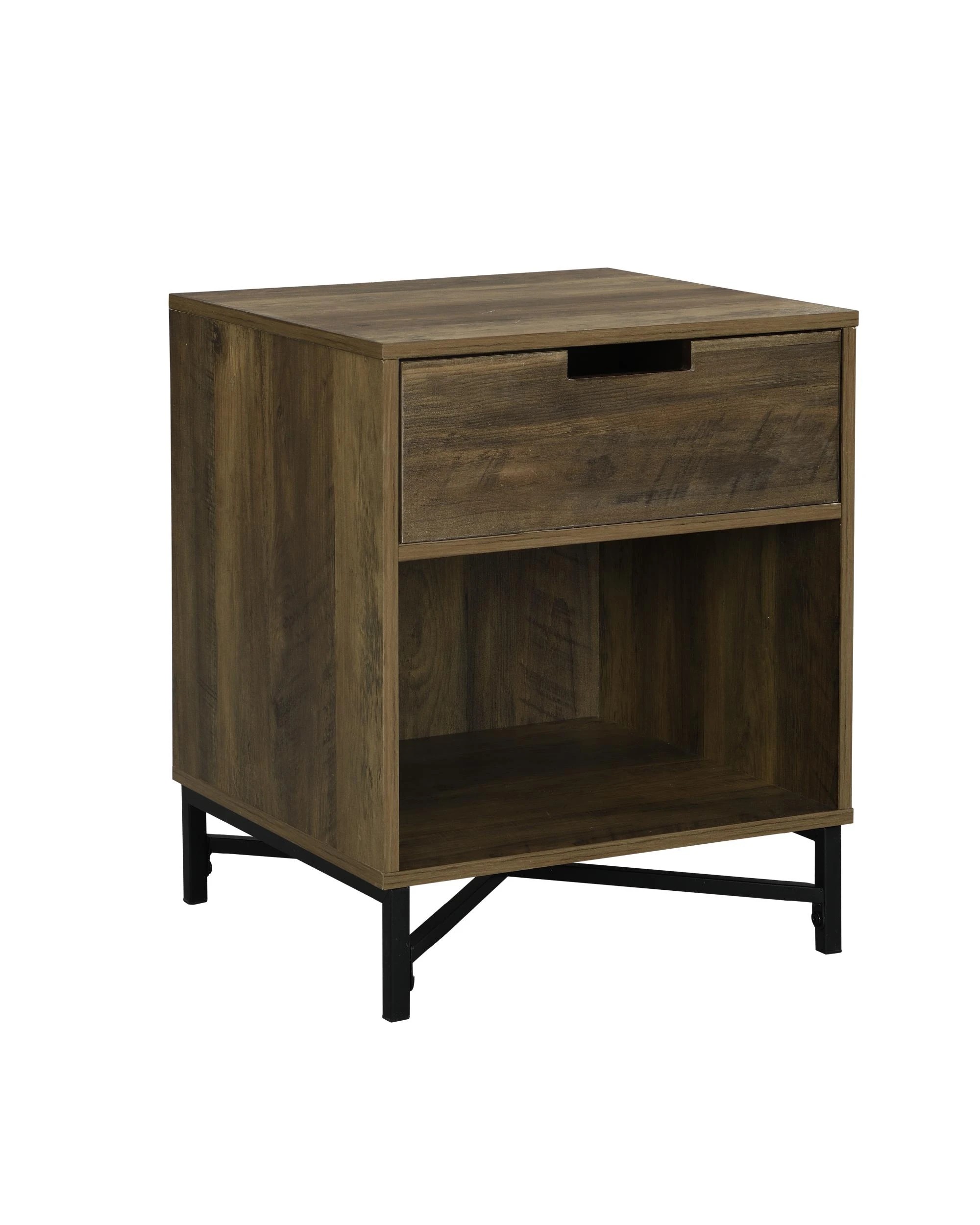 1 Kodu Bedside Table 1 Drawer Industrial Side Table Nightstand - Black, 1 of 8