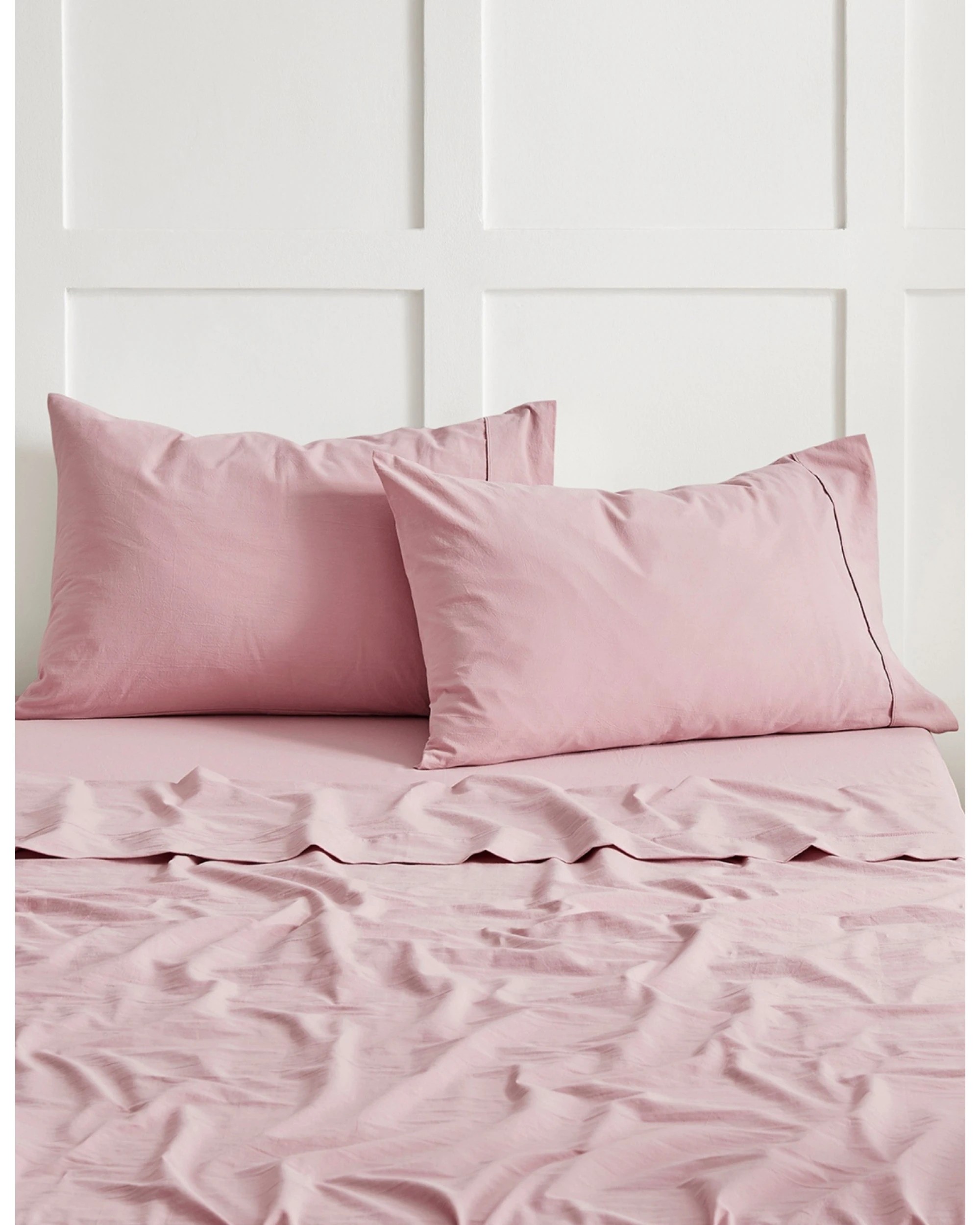 2 Dreamaker Bonnie Washed Cotton Standard Pillowcase Twin Pack 48x73cm - Pink Pearl, 2 of 6