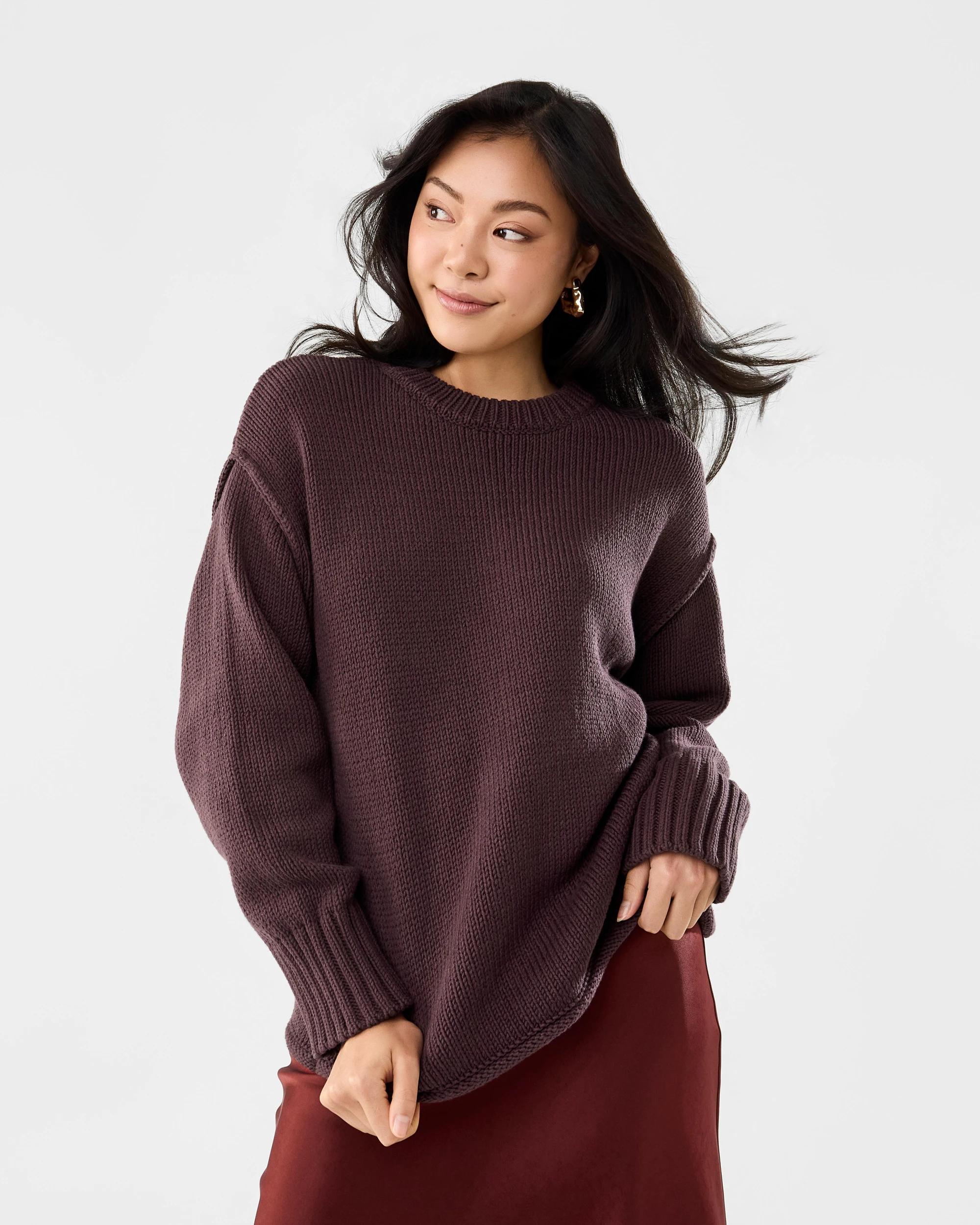 1 Exposed Seam Jumper Choc Plum, 1 of 8