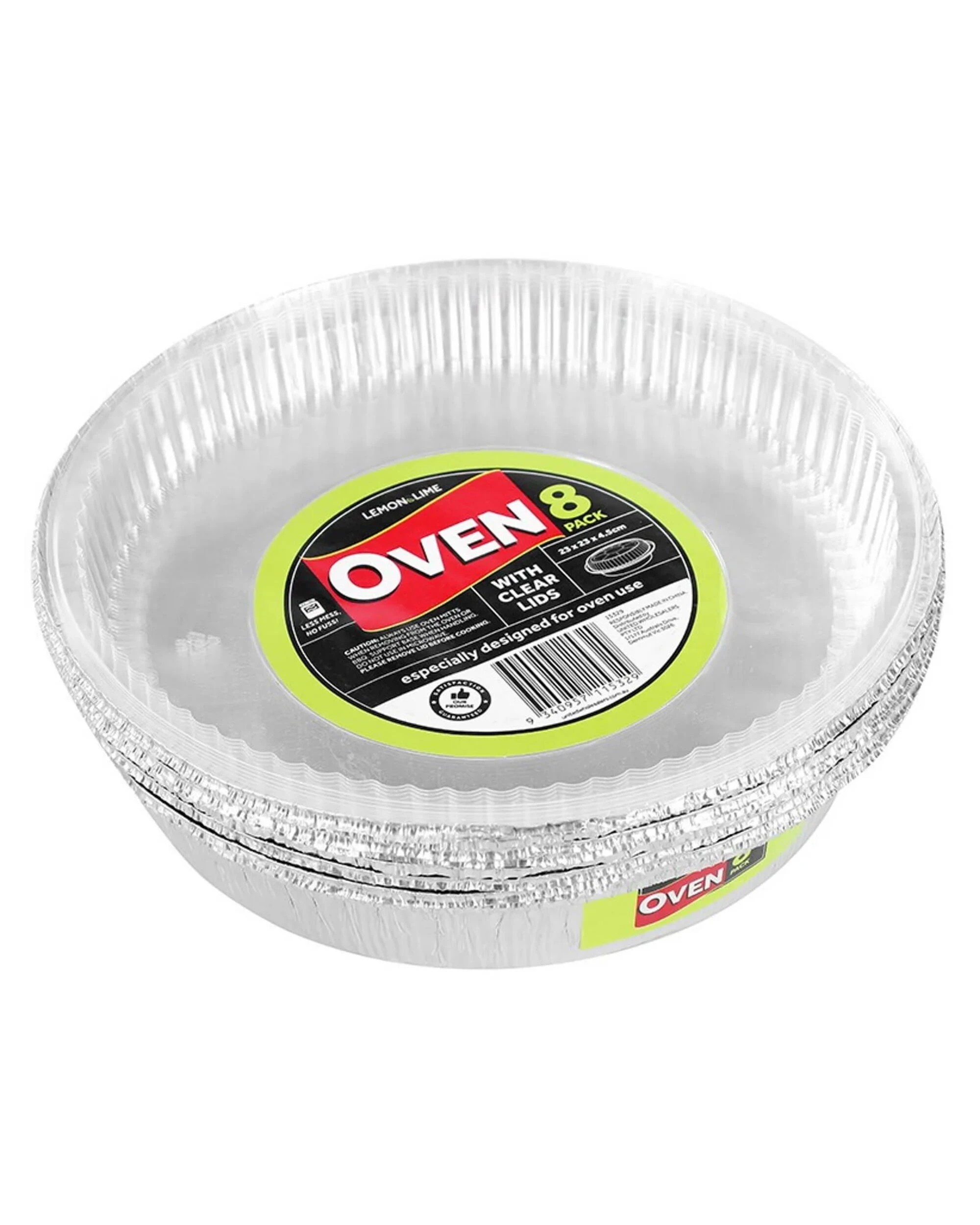 3 Lemon & Lime Round Foil Trays With Lids 23cm x 23cm x 4.5cm Pack of 8, 3 of 4