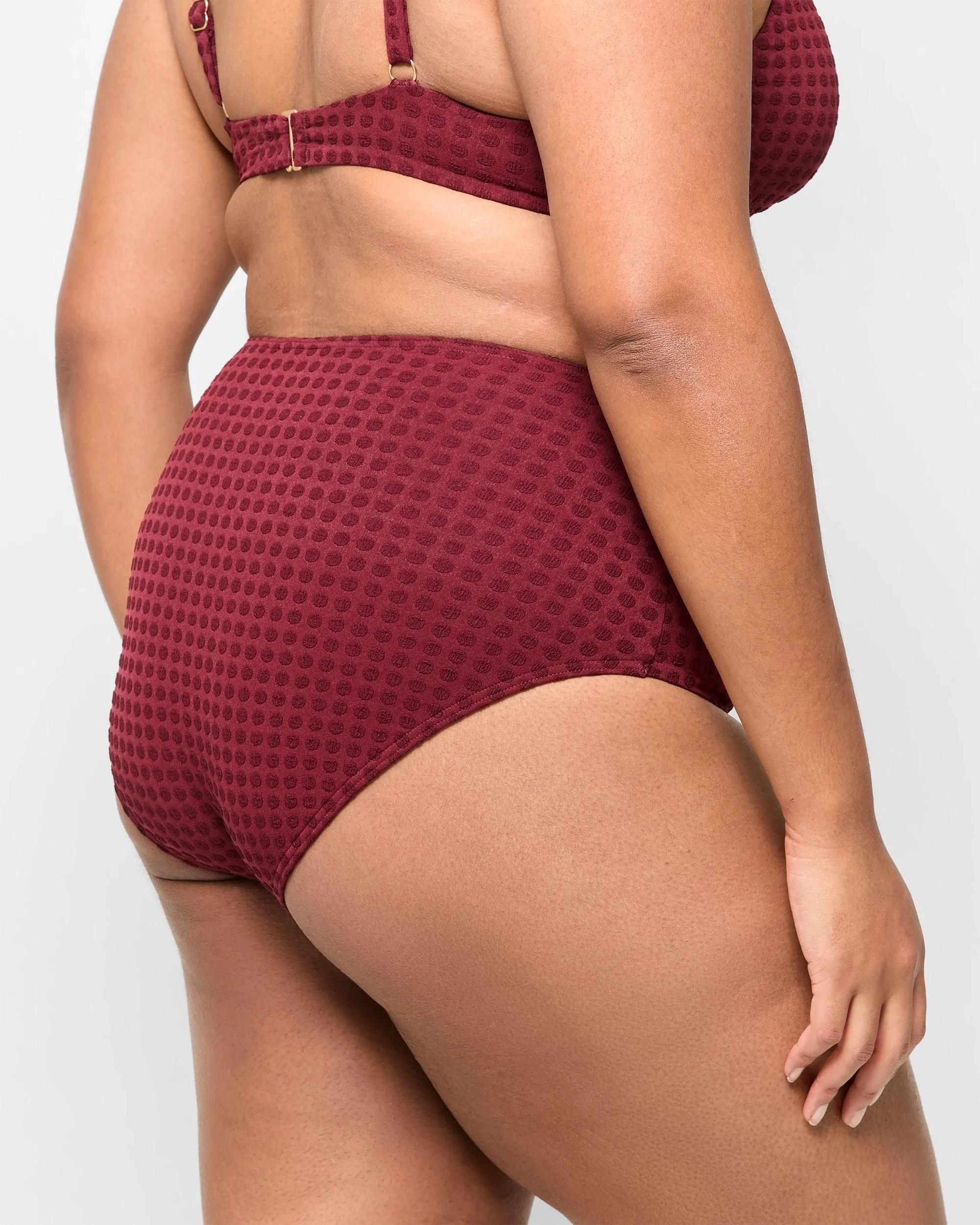 7 Target High Waisted Textured Spot Bikini Bottoms - Shape Your Body MERLOT, 7 of 8