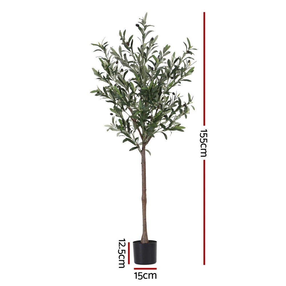 2 Artiss 155cm Artificial Olive Tree Faux Trees Indoor Decor Artificial Plants Lifelike Plant - Green, 2 of 9