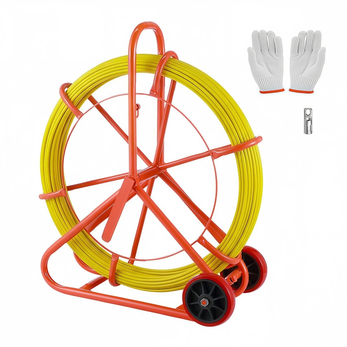 1 AUSWAY 100mx8mm Fibreglass Duct Rodder Fish Tape Puller with Wheels NBN Electrical Cable Pulling Rod, 1 of 3