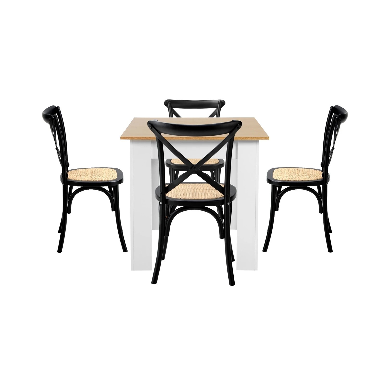 8 Oikiture 160cm Extendable Dining Table With 4pcs Dining Chairs Crossback
 - Black, 8 of 10