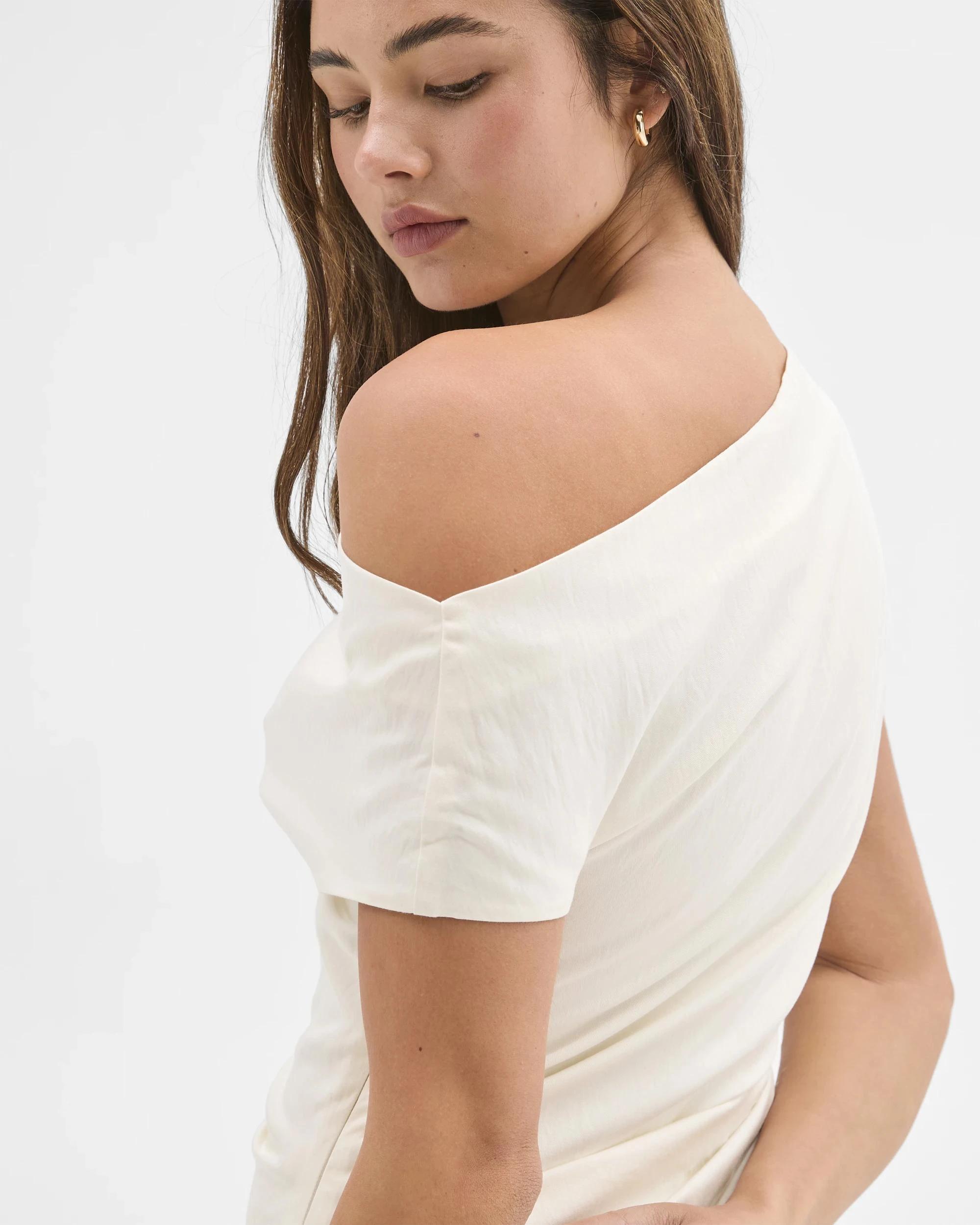 3 Lily Loves Gathered Side Off Shoulder Top WHITE, 3 of 6