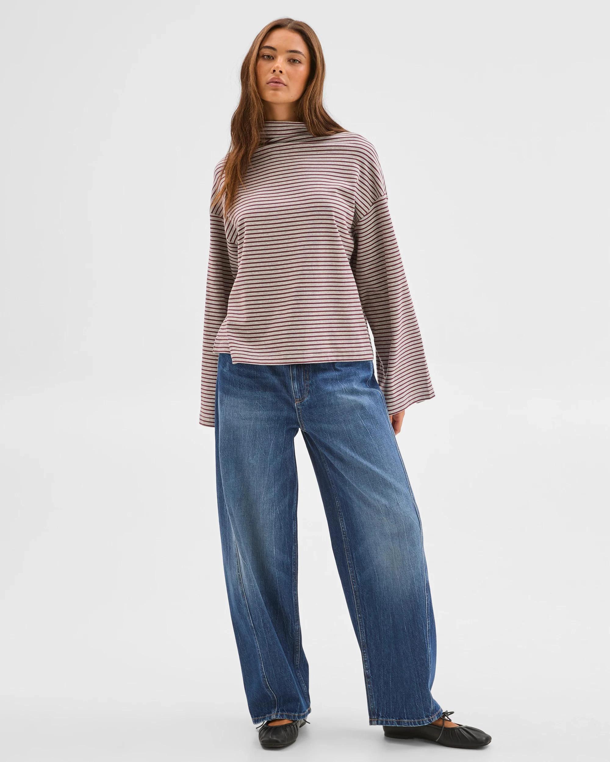 1 Lily Loves Australian Cotton High Neck Long Sleeve T-Shirt BURGUNDY, 1 of 6