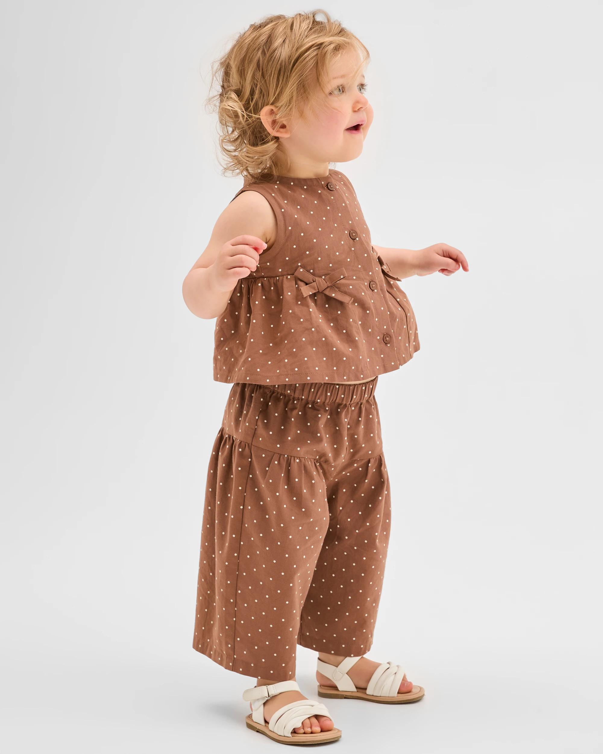 1 Target Baby Baby Woven Sleeveless Top and Wide Leg Pants Set POLKA DOT, 1 of 7