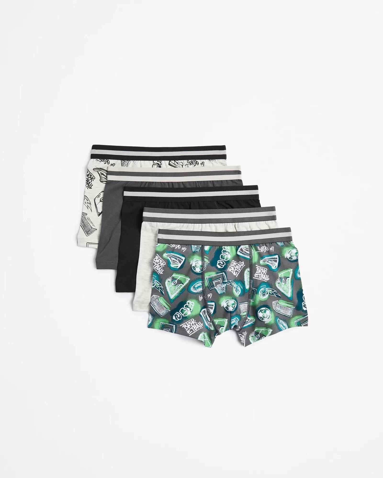 1 Boys Print Trunks 5 Pack - Maxx - Graffiti Sport GRAFFITI SPORT, 1 of 2
