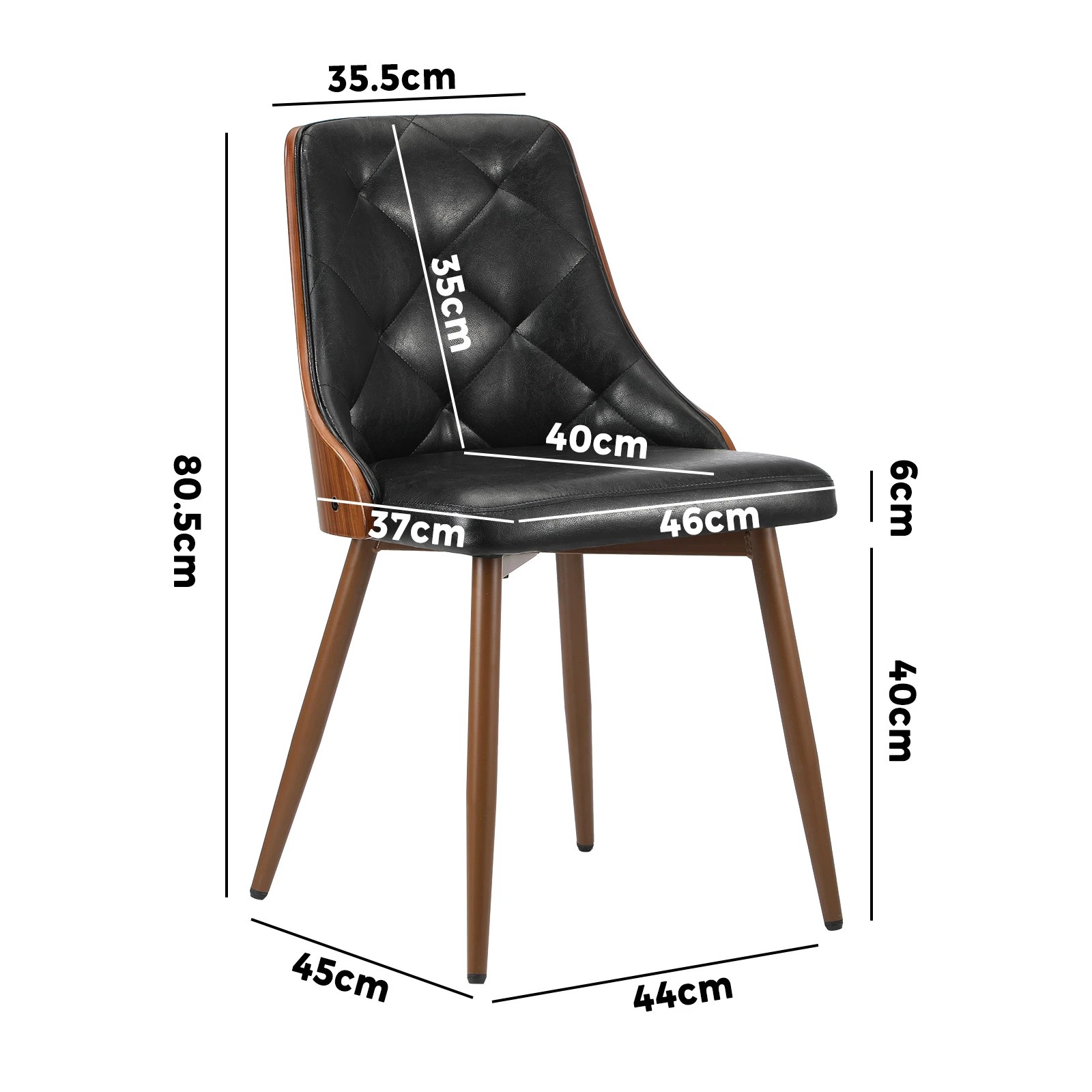 9 Oikiture Dining Chairs Kitchen Lounge Cafe Seat Retro PU Leather x4 - Black, 9 of 9