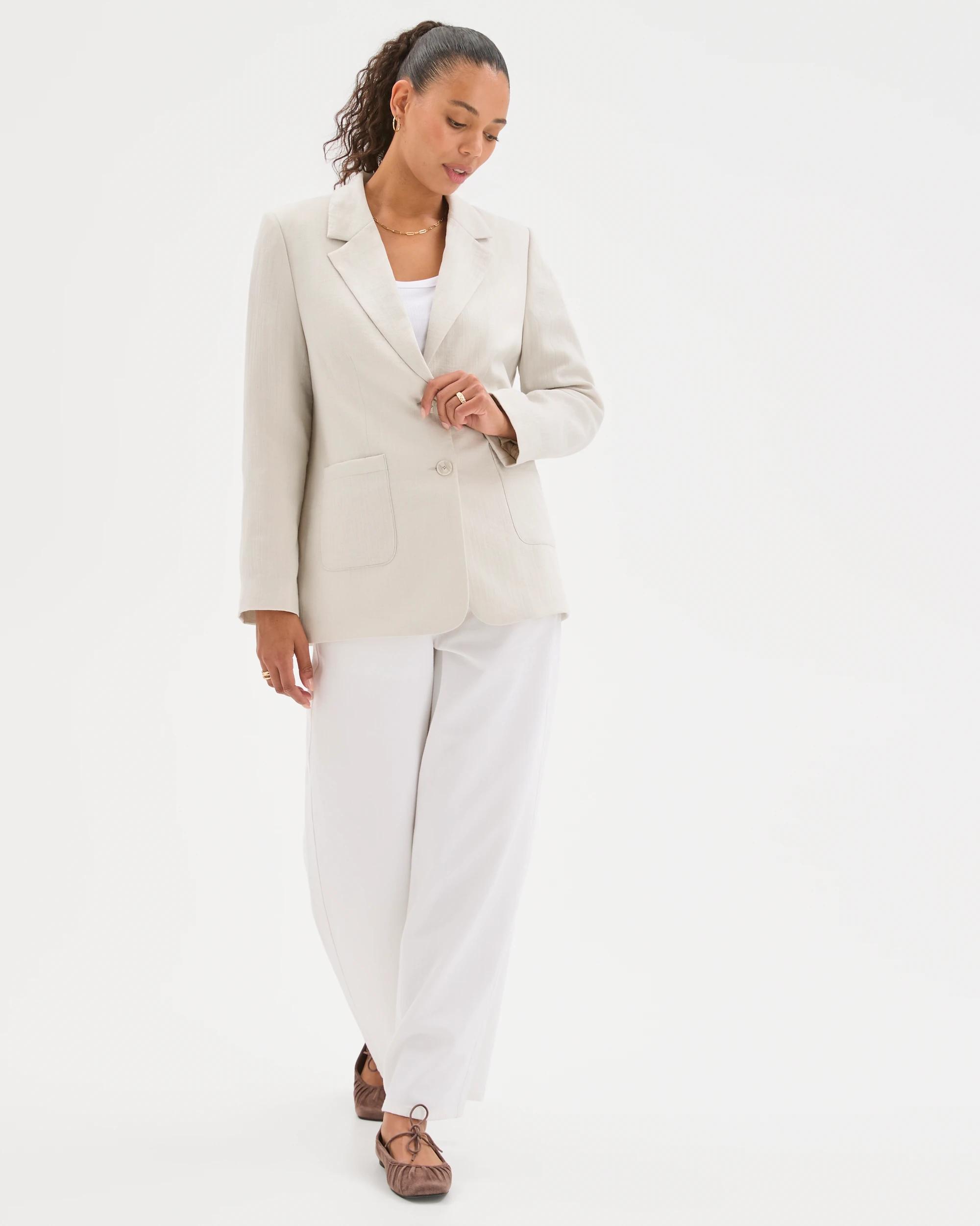 5 Target Woman Relaxed Single Breasted Summer Blazer FLAX, 5 of 6