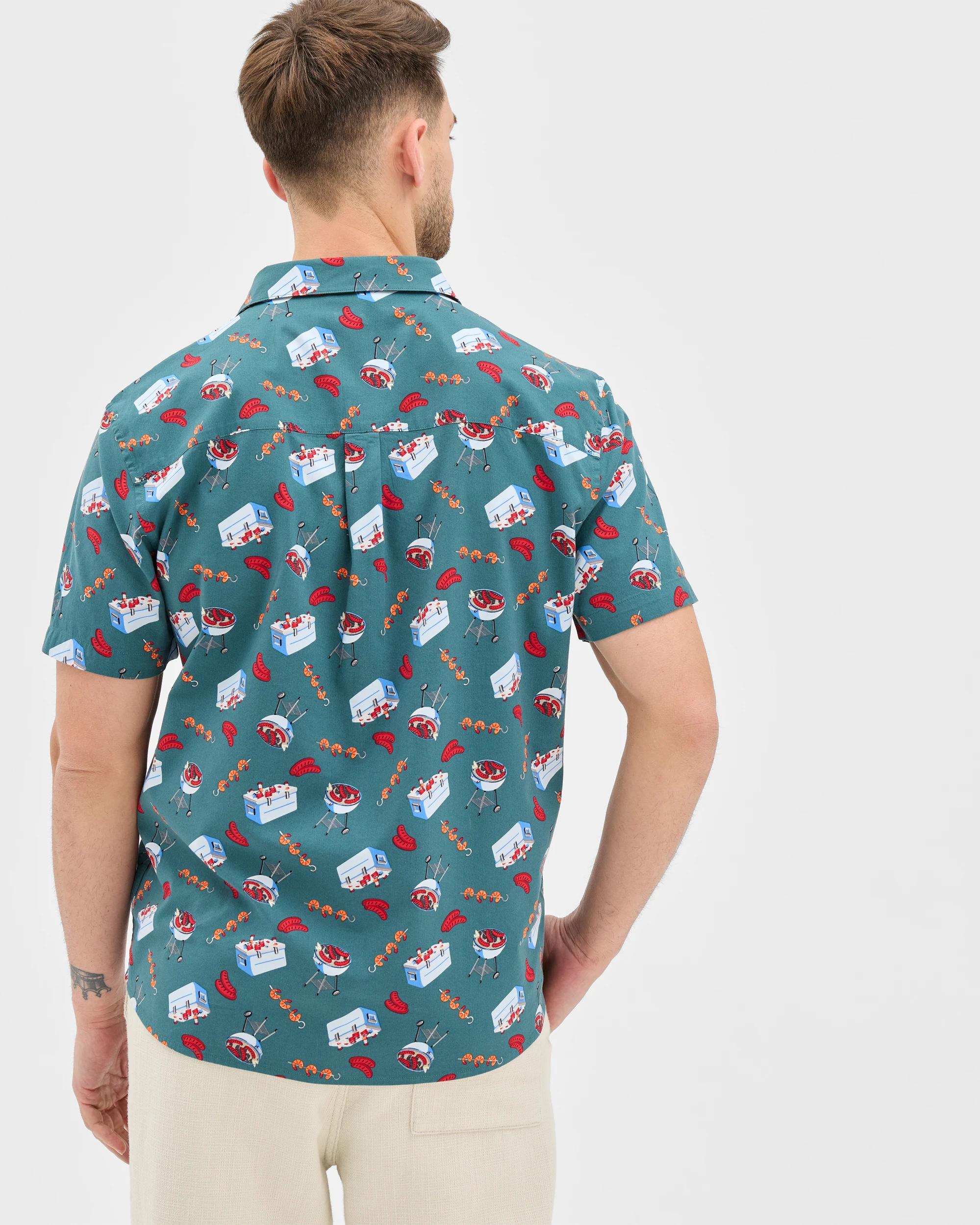 7 Target Man Australian Cotton Blend Summer BBQ Shirt HUNTER GREEN, 7 of 7