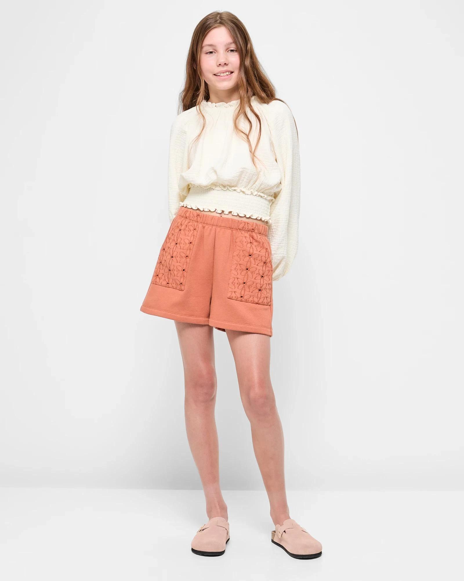 2 Target Australian Cotton Blend Fleece Crochet Pocket Shorts RUST, 2 of 5