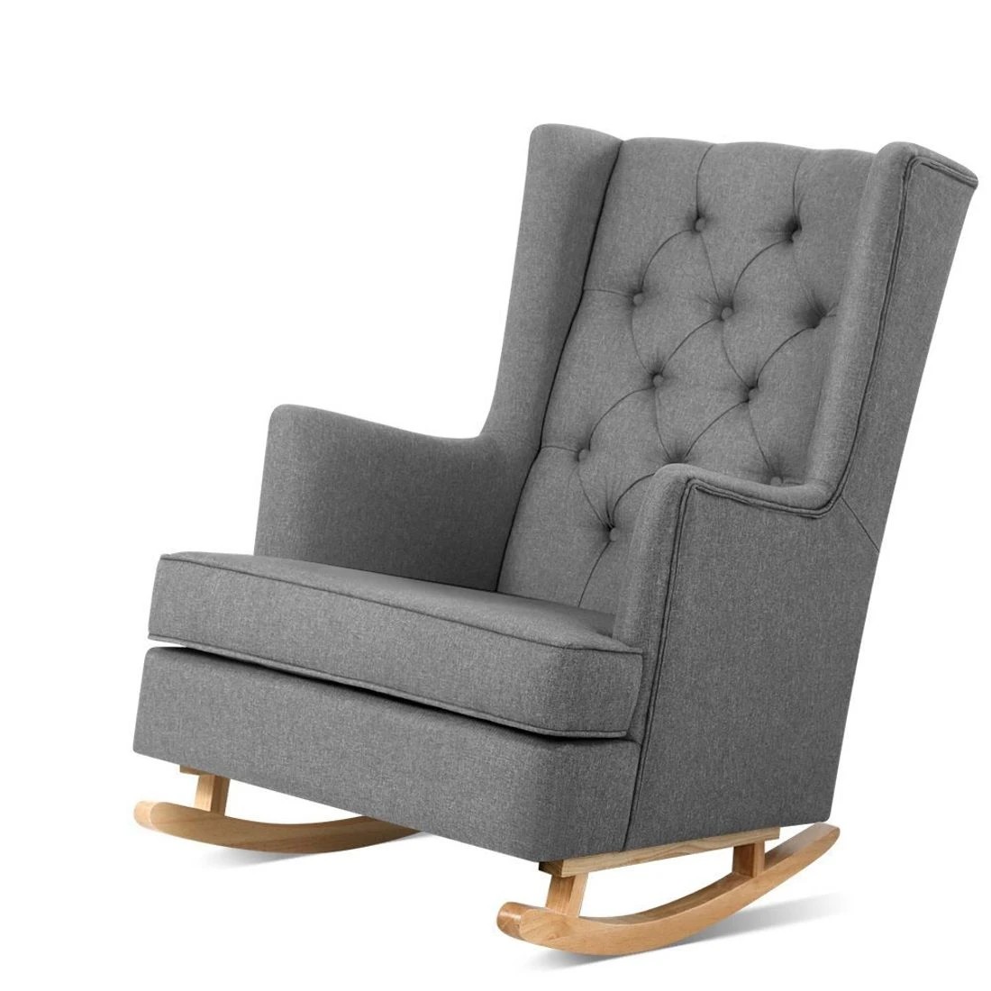 1 Artiss Rocking Chair Armchair Linen Fabric  Gaia - Grey, 1 of 4