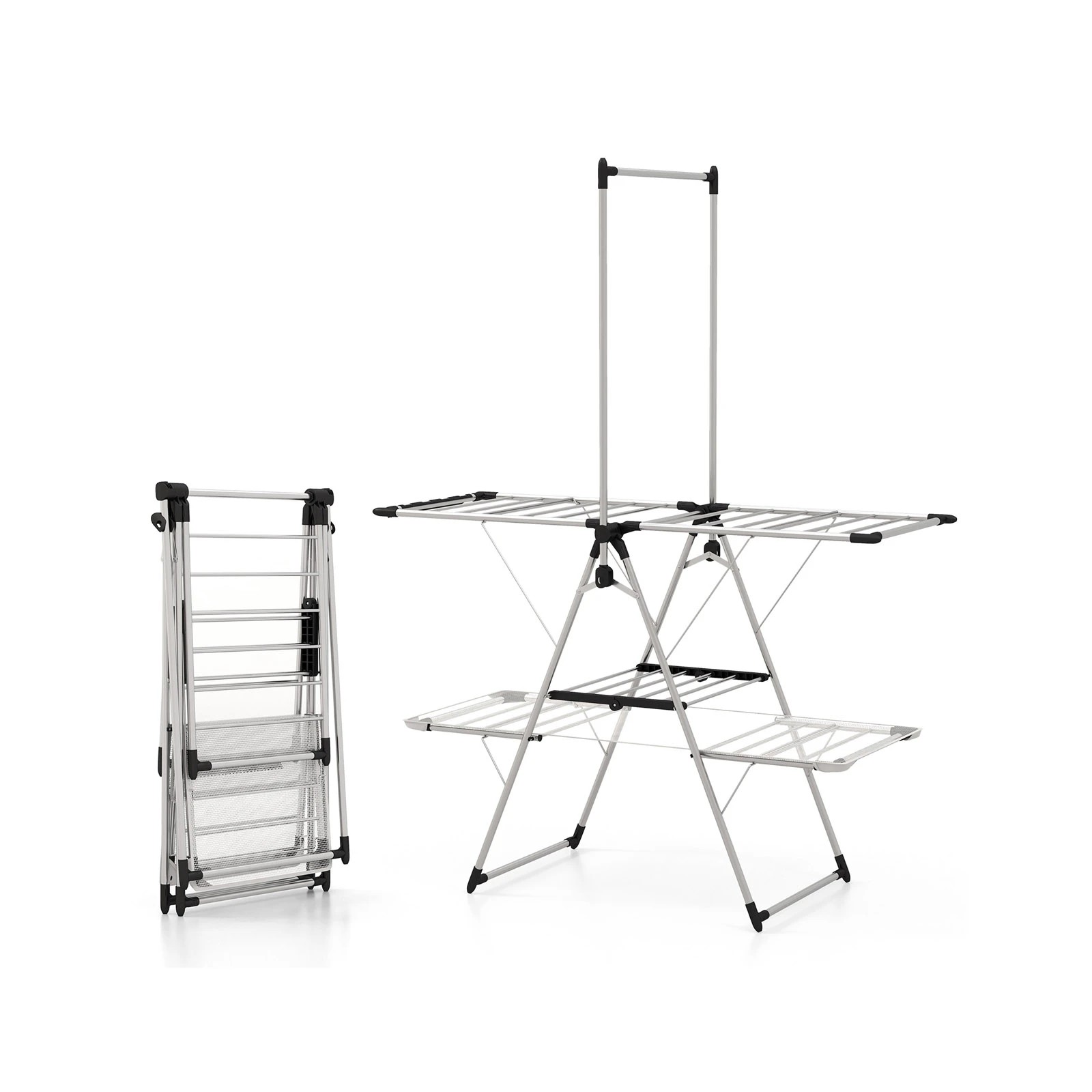 1 Costway 2-Tier Laundry Drying Rack Clothes Airer Height Adjustable, 1 of 3