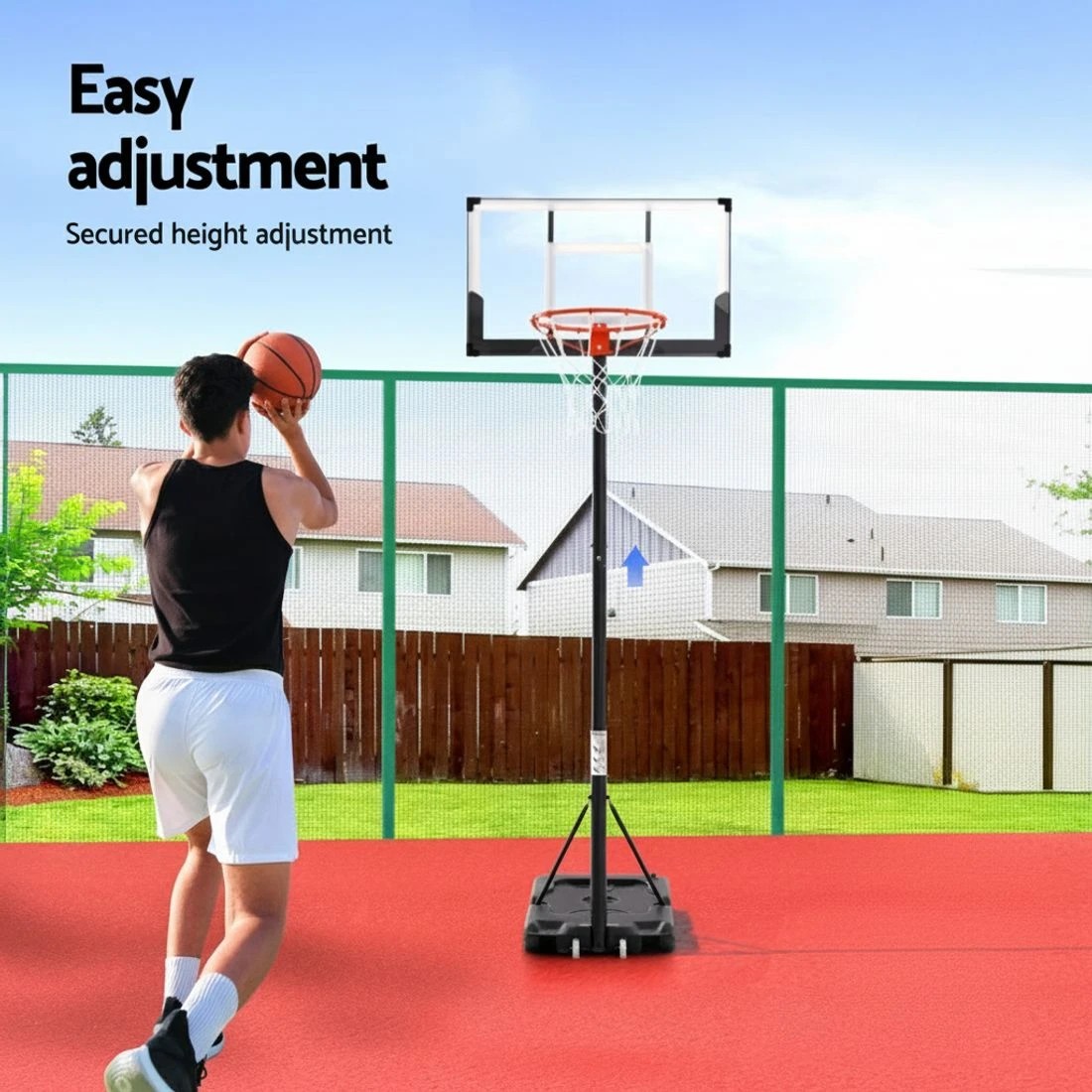 6 Everfit 3.05M Basketball Hoop Stand System Portable Height Adjustable w/ Knob - Multi, 6 of 6