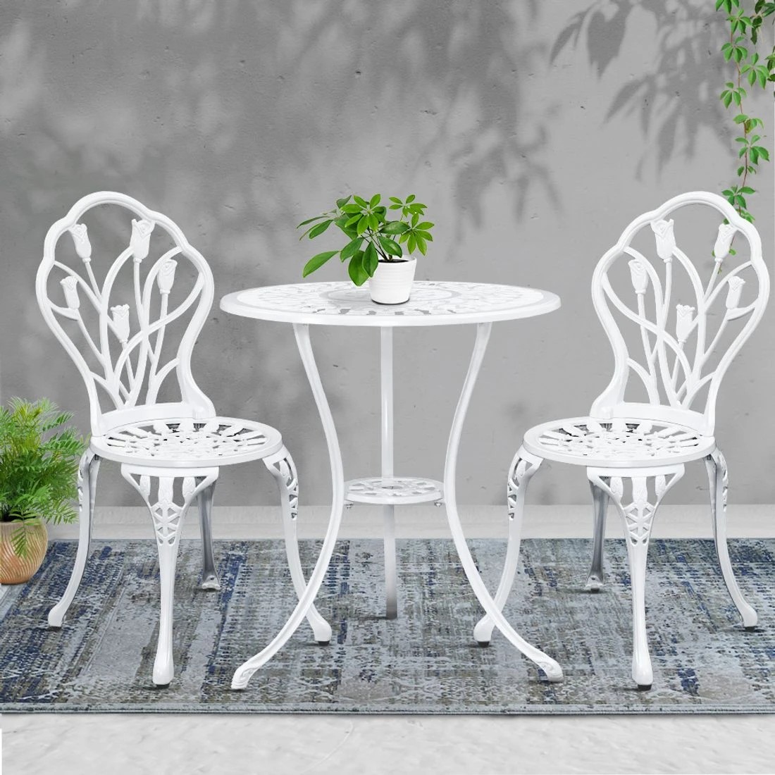 8 Gardeon 3PC Outdoor Setting Bistro Set - White, 8 of 8