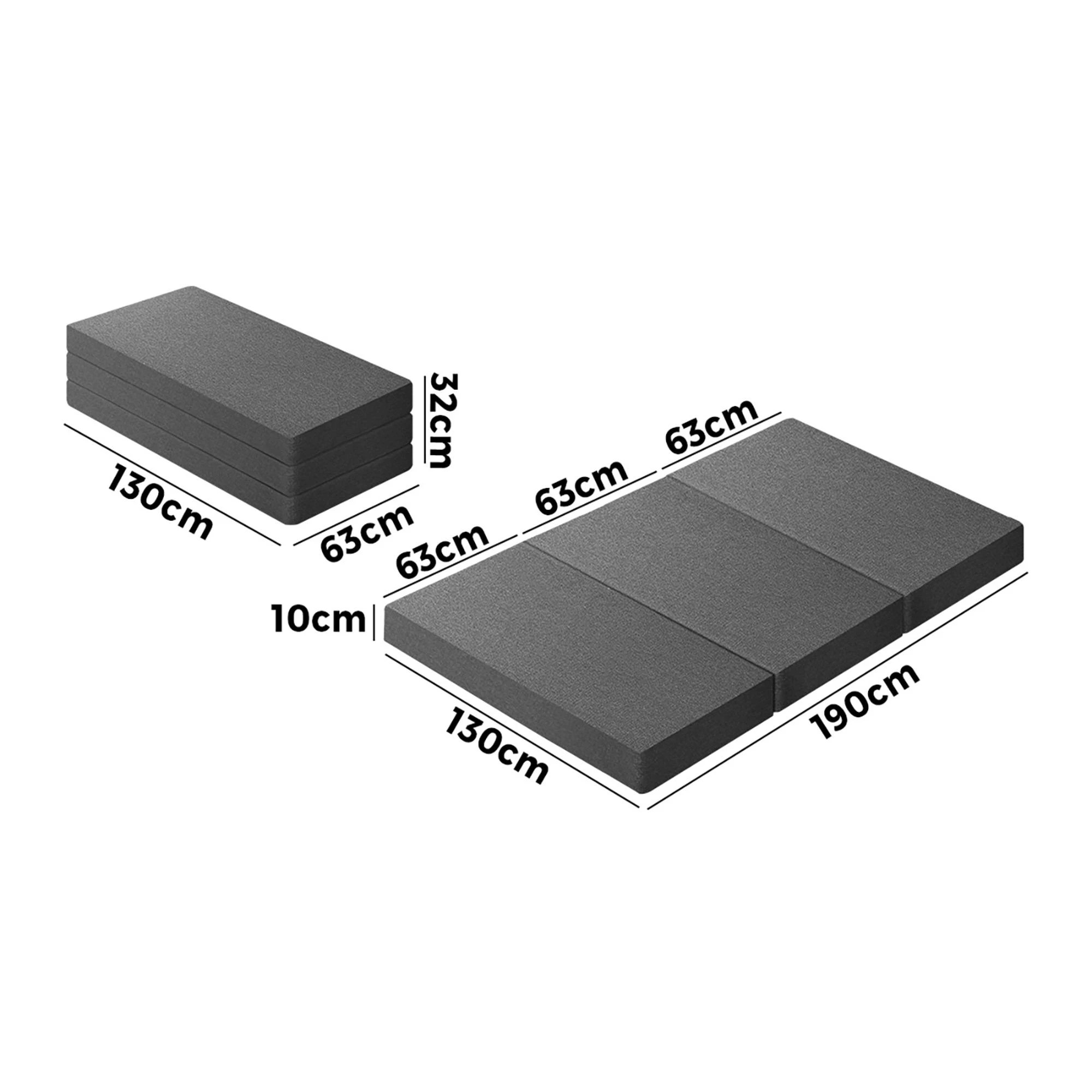 2 Bedra Bedding Foldable Mattress Trifold Folding Sofa Bed Portable Camping Mat Double - Grey, 2 of 8