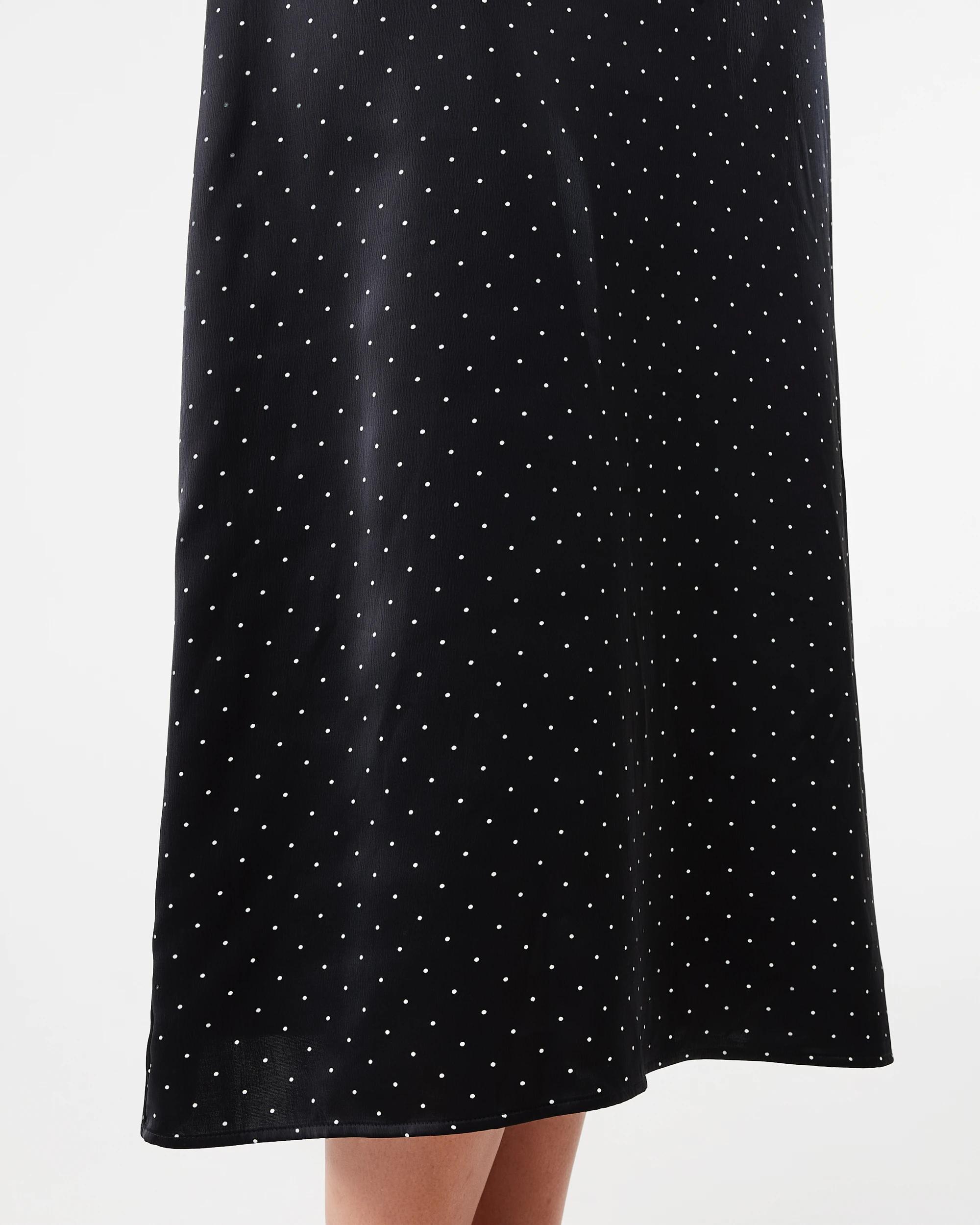 8 Sleeveless Satin Lace V-Neck Midi Dress Spot Blk, 8 of 8