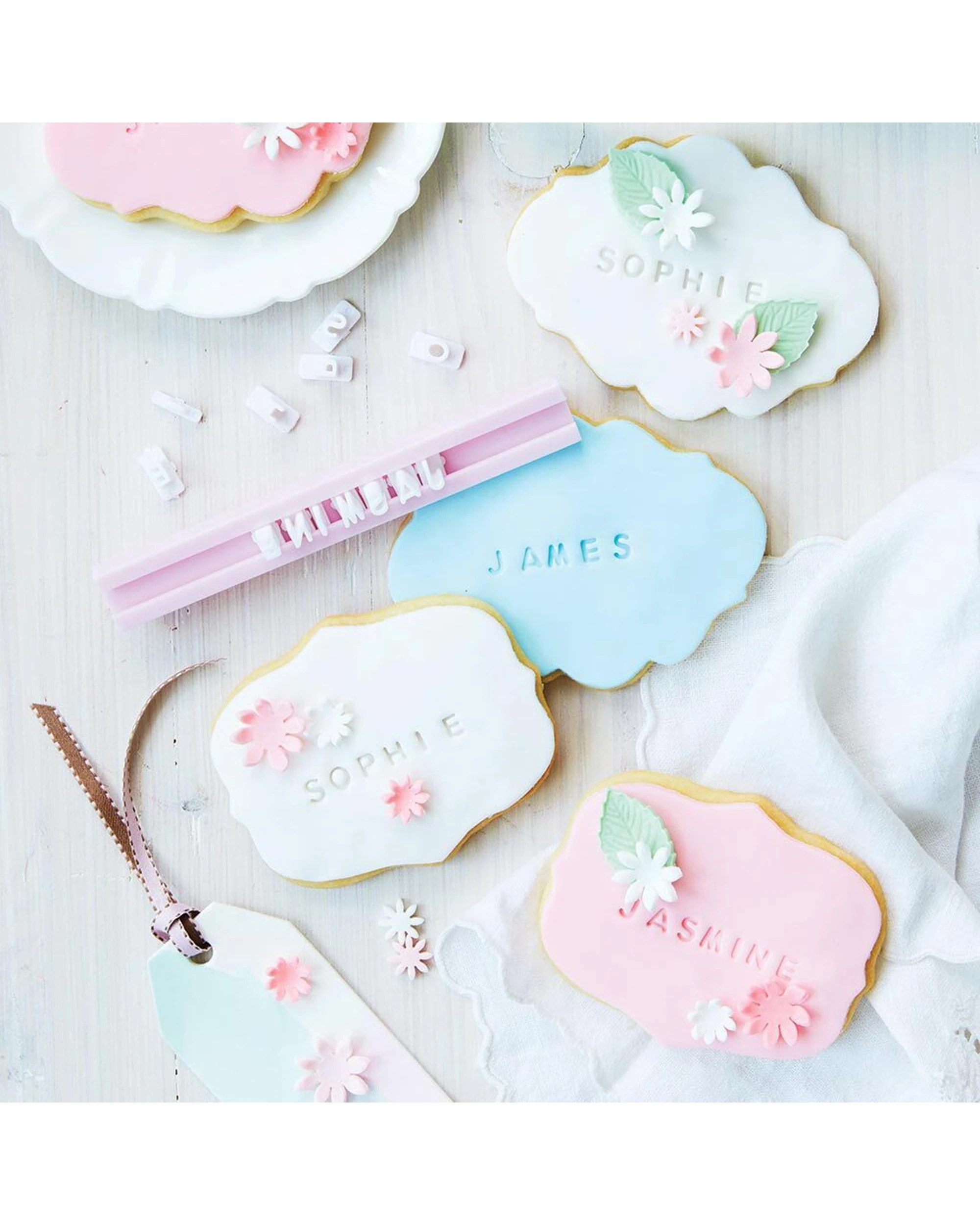 4 Wiltshire 3 x 74pc Plastic Fondant Letter Press Personalised Cake Decor Set - Plain, 4 of 4