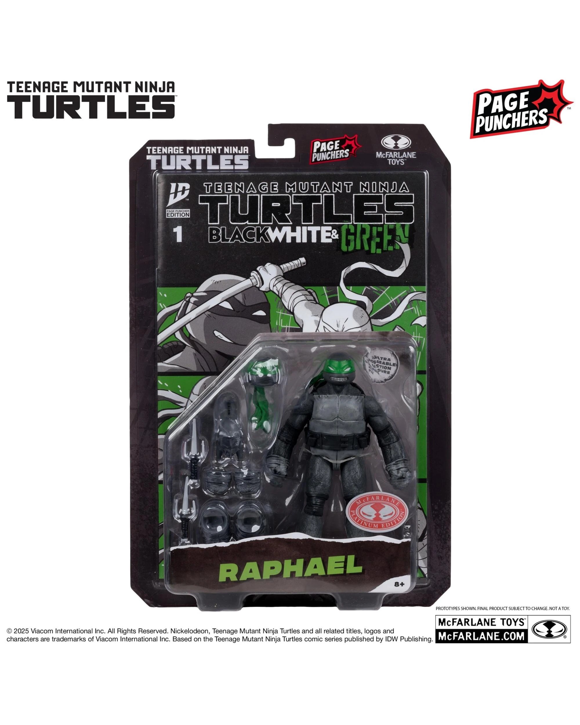 8 Teenage Mutant Ninja Turtles Raphael Black White and Green Page Punchers Red Platinum Edition 5 inch Figure With Comic, 8 of 9