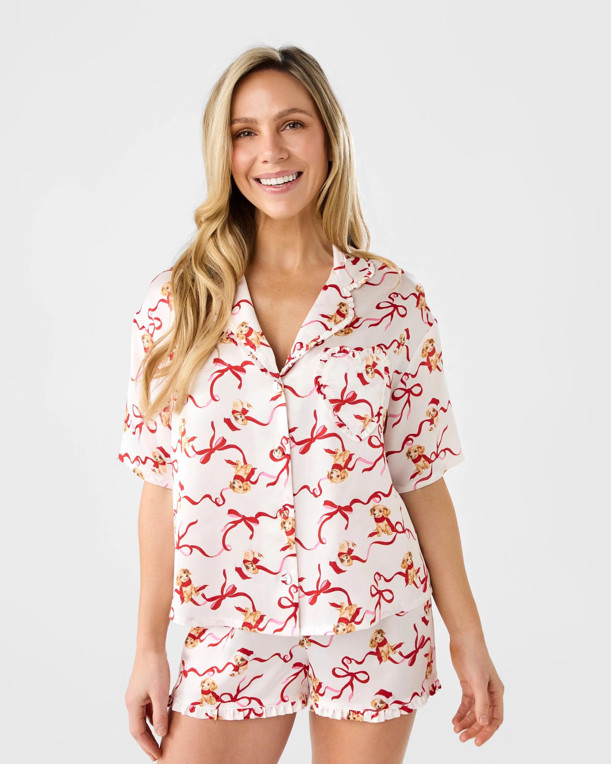 1 Family Matching Christmas Dog Ribbon Mini Me Womens Pyjama Set Xmas Dog, 1 of 10
