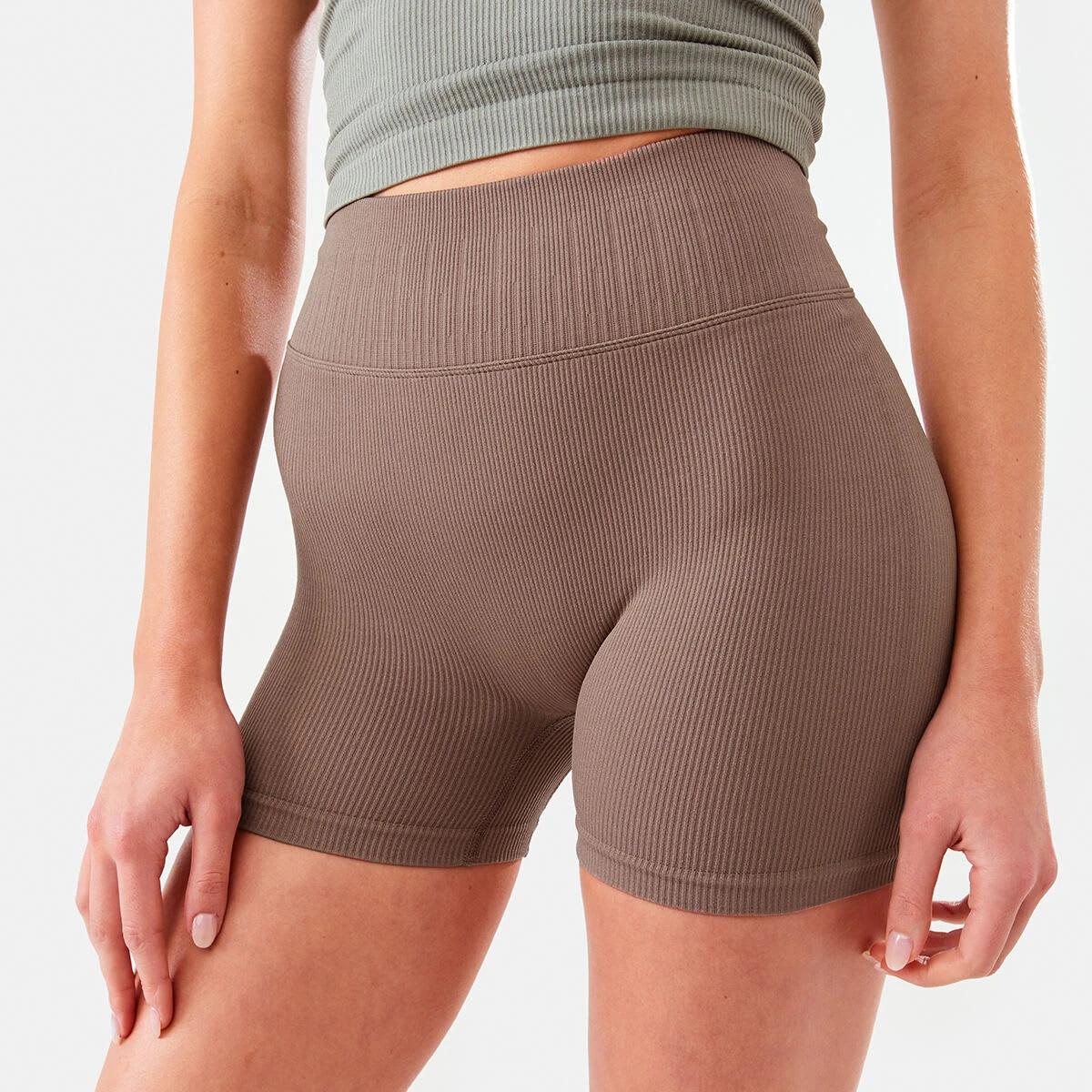 1 Active Womens Seamfree Rib Bike Shorts Wd Taupe, 1 of 9