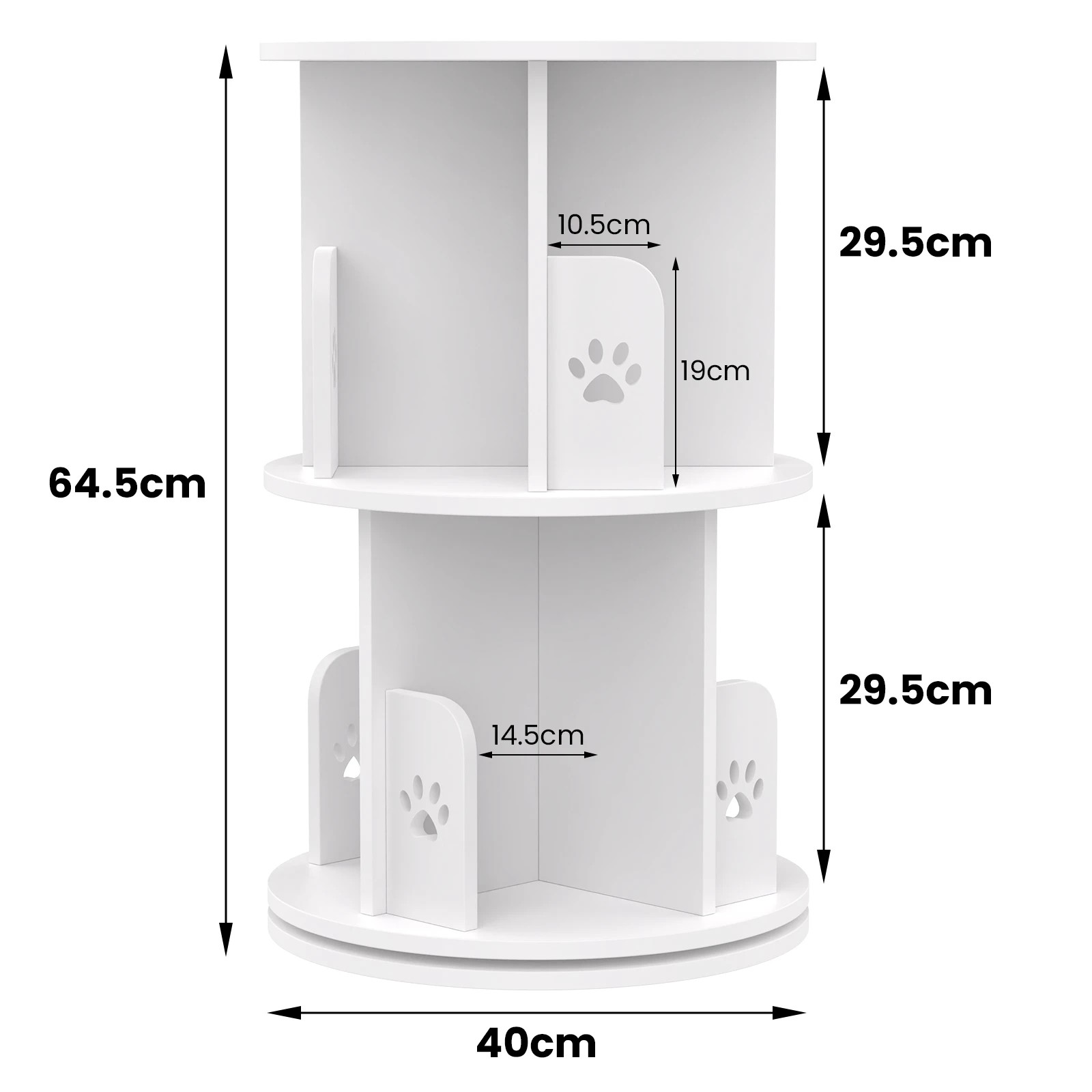 6 Advwin Rotating Bookshelf 2-Tier Wooden Bookcase Small Corner Standing Display Shelf Organizer - White, 6 of 8