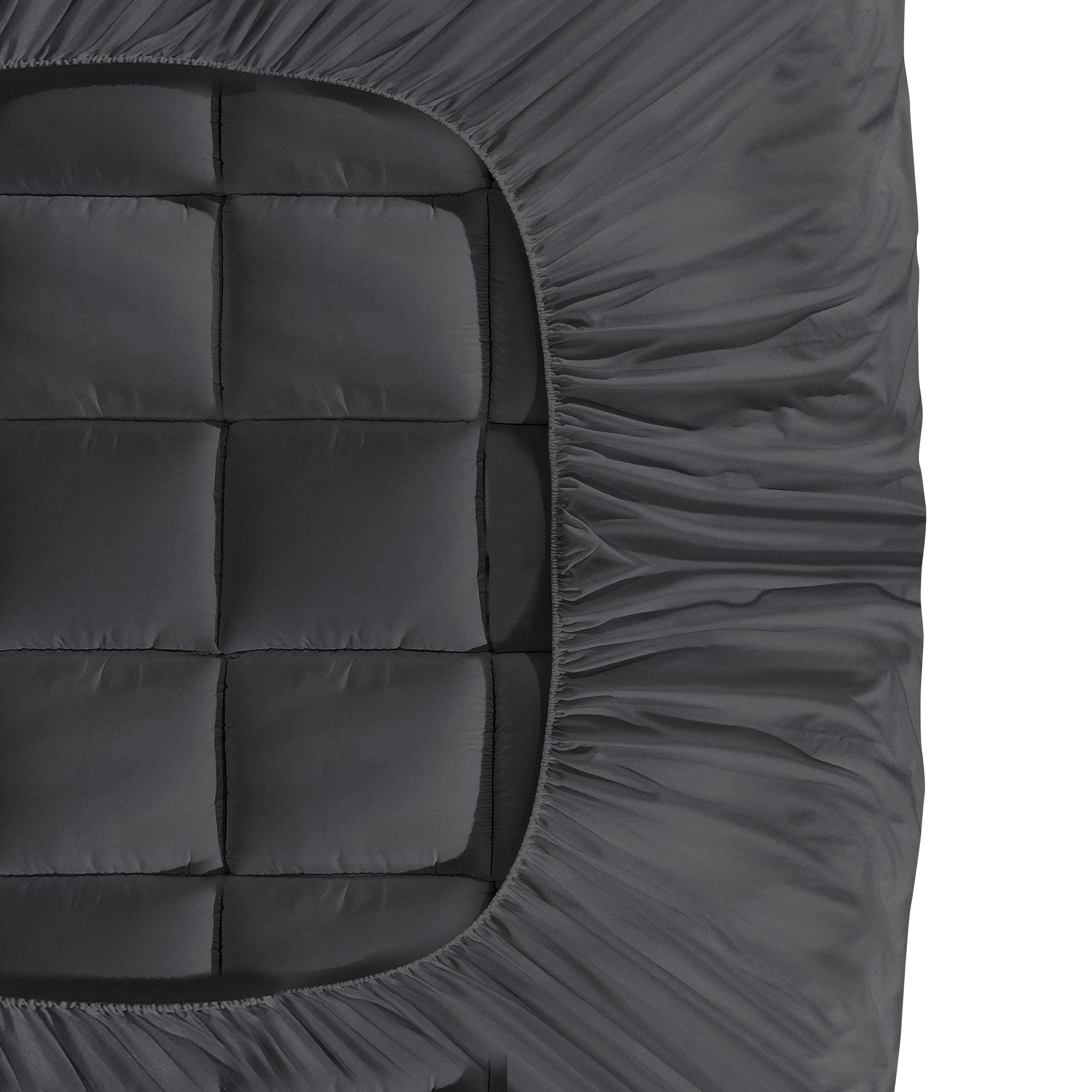 6 Bedra Bedding Pillowtop Mattress Topper King Bamboo Charcoal Protector - Charcoal, 6 of 9