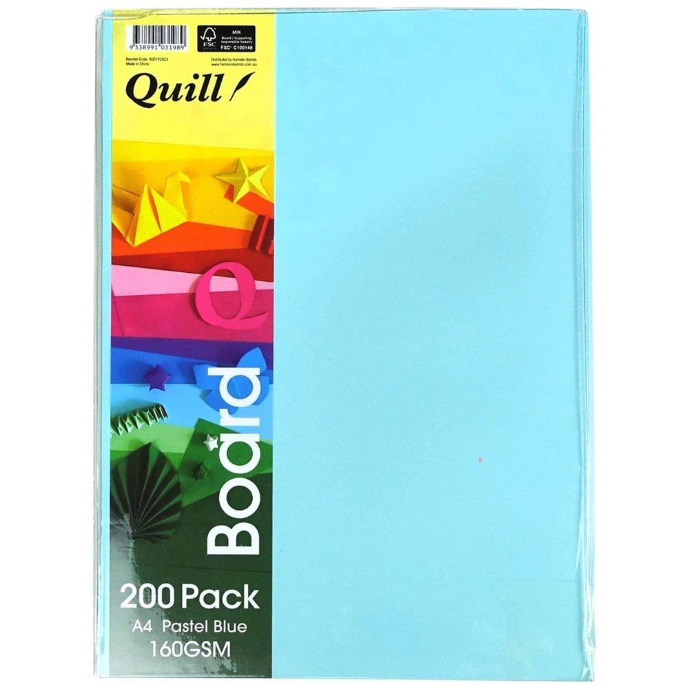 1 Quill Board A4 160gsm Pastel Blue 200 Pack, 1 of 3